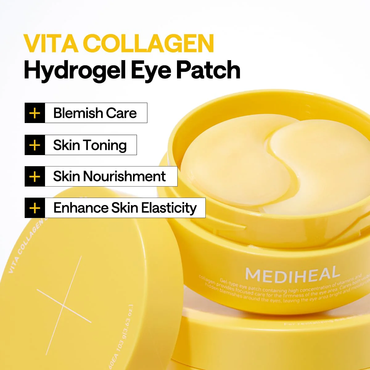 Mediheal Vita Collagen Under Eye Patches for - Korean Hydrogel Eye Pads (60 patches) with 7 Vitamin & 5 Micro Collagen. Moisturizng & Non Irritating Eye Gel Mask. Sealing Cap Included. - Image 6