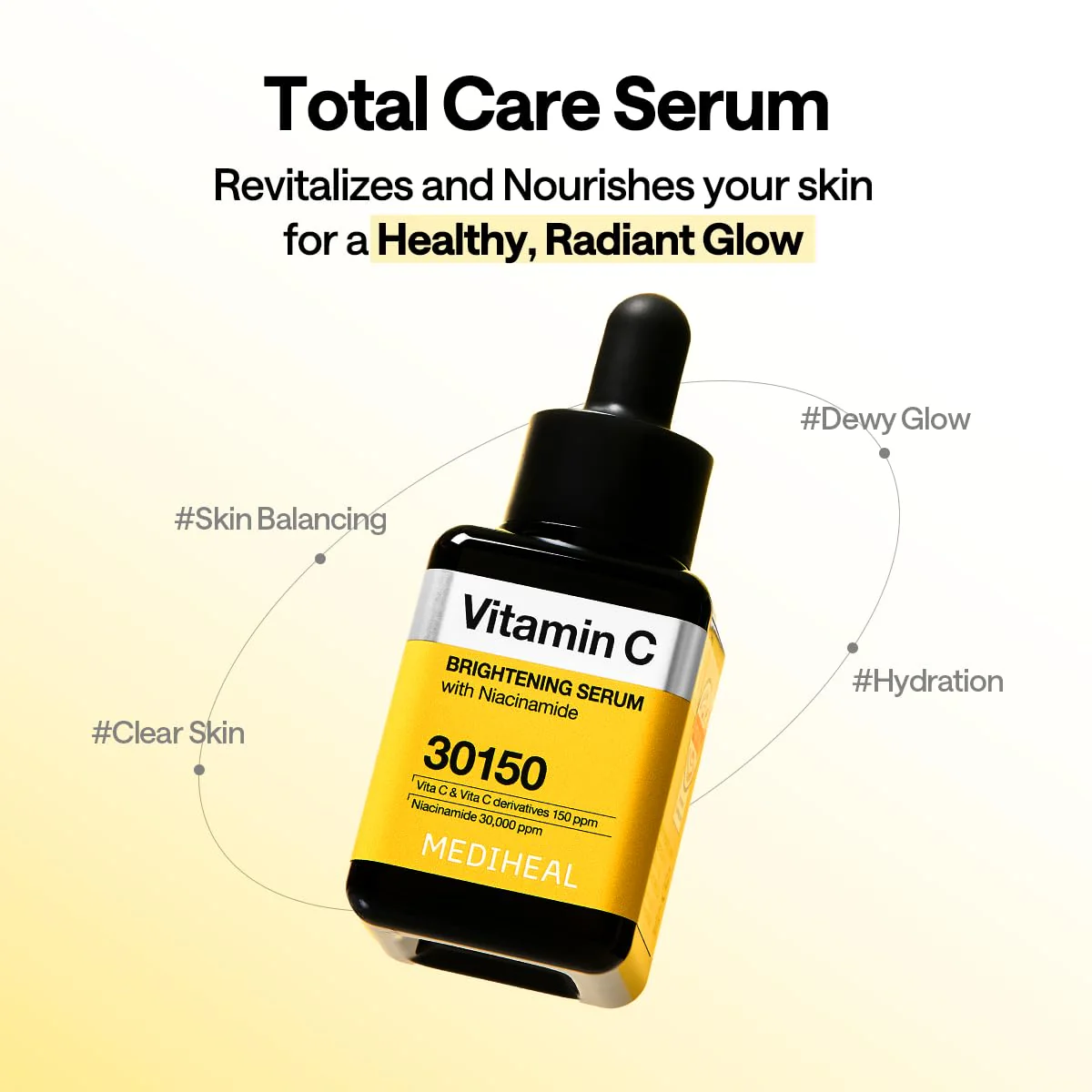 MEDIHEAL Vitamin C Brightening Serum (1.35 fl oz, 1 Pack) - Tone-Texture-Glow Care, Manage Skin with Vitamin C, Niacinamide, Hyaluronic Acid - Image 4
