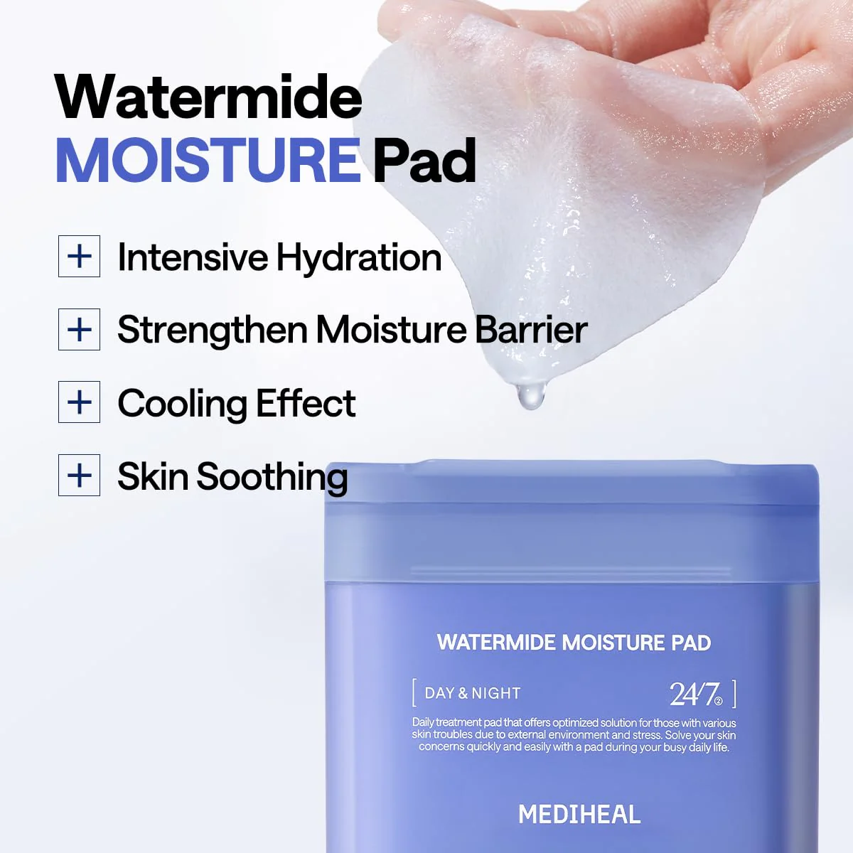 MEDIHEAL Watermide Moisture Pad - Square Cotton Facial Toner Pads with Icelandic Glacial Water - Improve Skin Temperature, Hydrating to Dry, Puffy, Coarse Skin -Vegan Eco Silk Pads,100 - Image 7