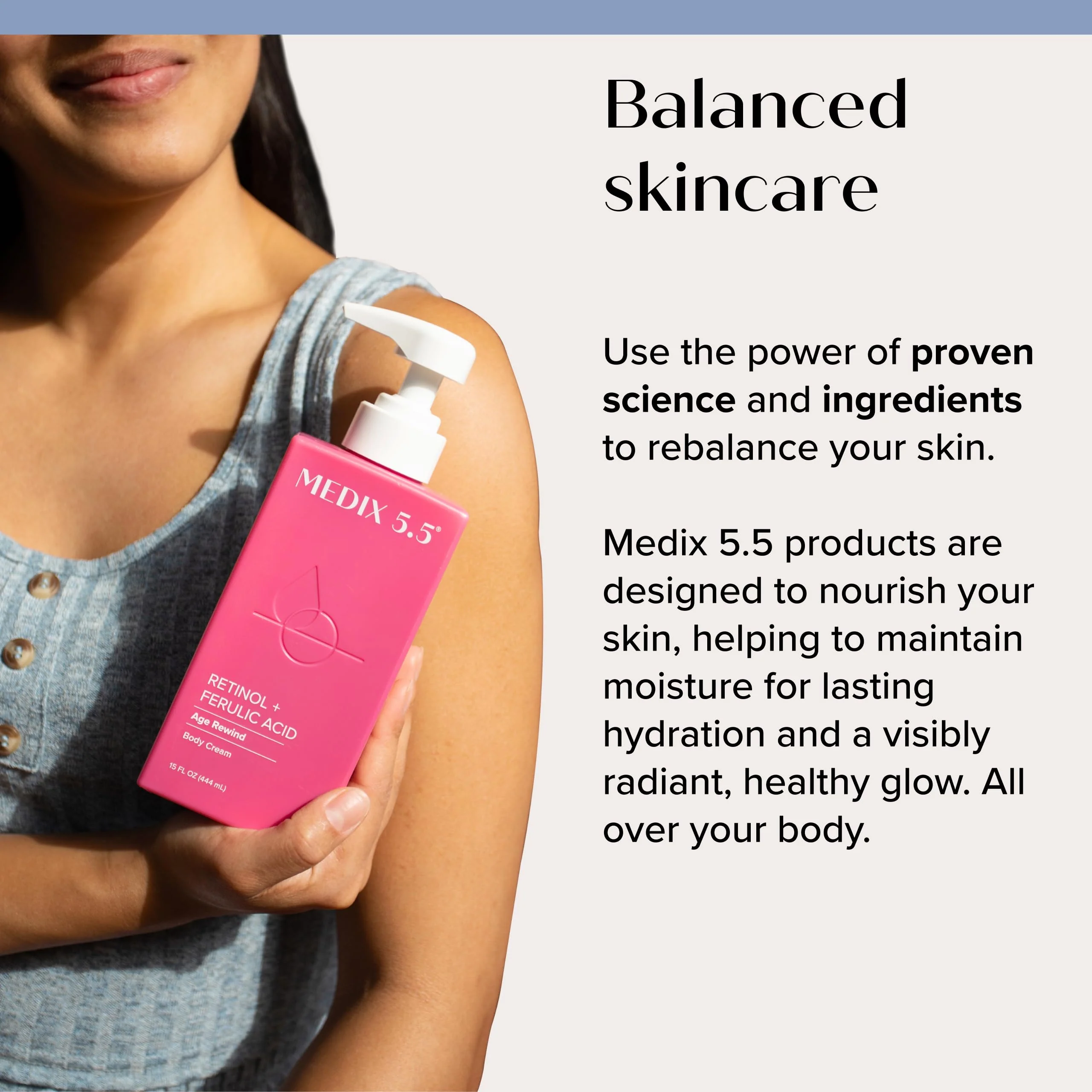 Medix 5.5 Retinol Body Lotion Firming Moisturizer | Crepey Skincare Treatment | Retinol Body Cream | Anti Aging Firming Cream For Women Targets Look Of Crepe Skin, Wrinkles, & Sagging Skin, 15 Fl Oz - Image 5