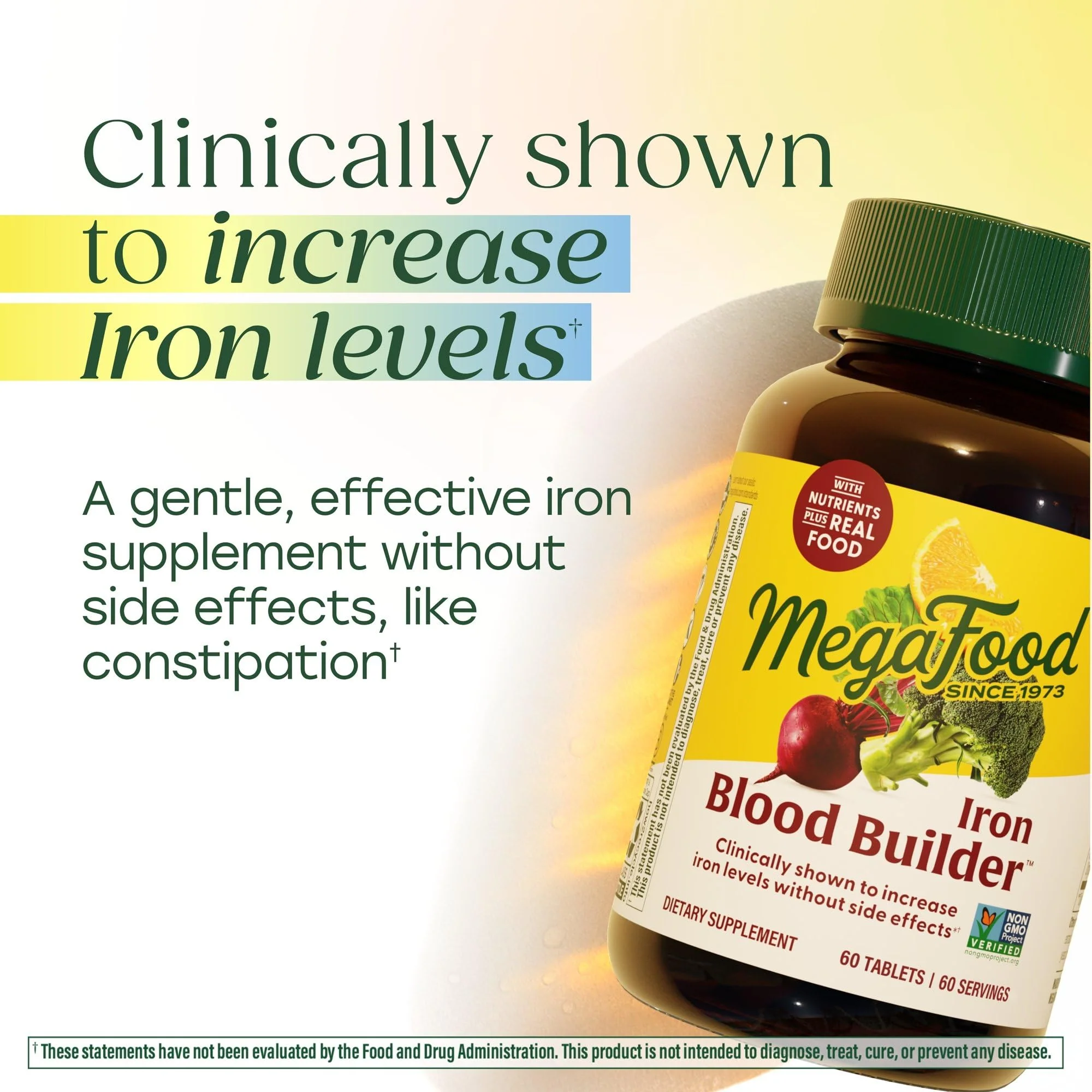 MegaFood Blood Builder Iron Supplement for Women & Men - Increase Iron Levels Without Side Effects - Combats Fatigue - with Vitamin B12, Folic Acid & Vitamin C for Absorption - Vegan - 30 Tablets - Image 6