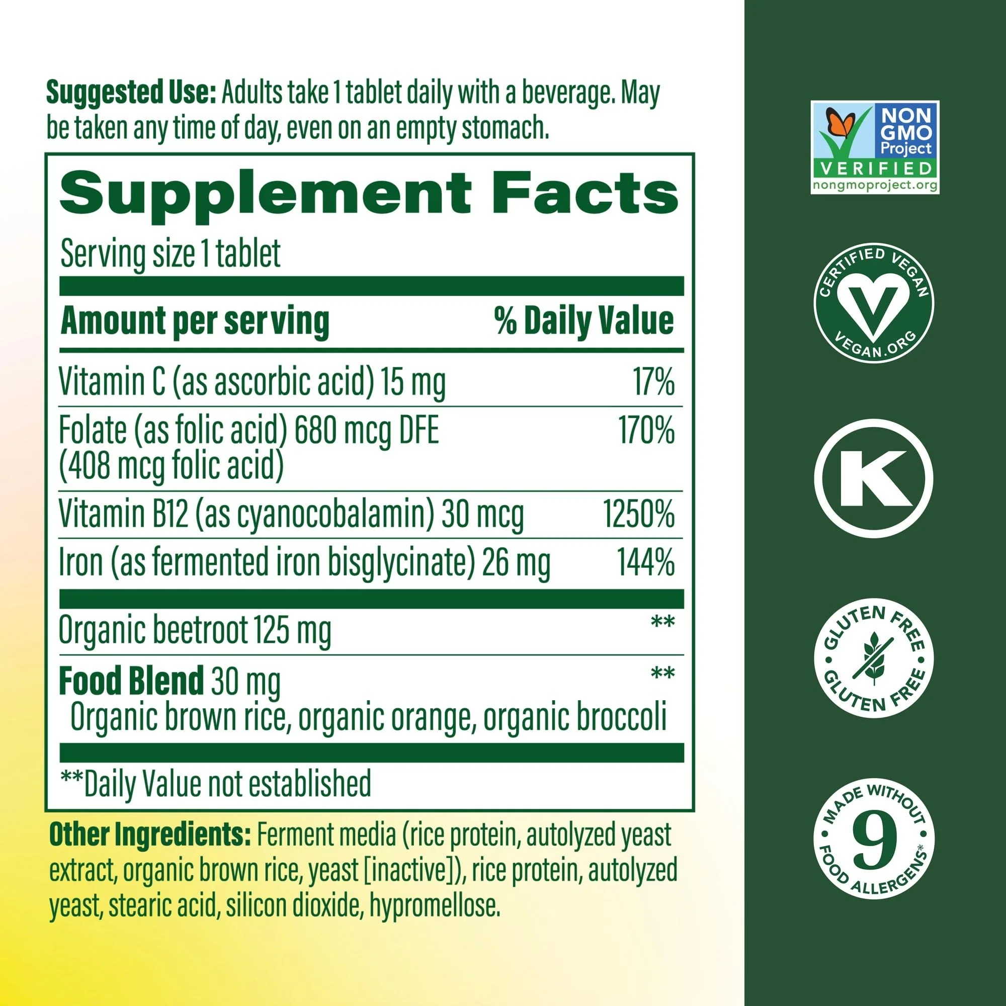 MegaFood Blood Builder Iron Supplement for Women & Men - Increase Iron Levels Without Side Effects - Combats Fatigue - with Vitamin B12, Folic Acid & Vitamin C for Absorption - Vegan - 30 Tablets - Image 8