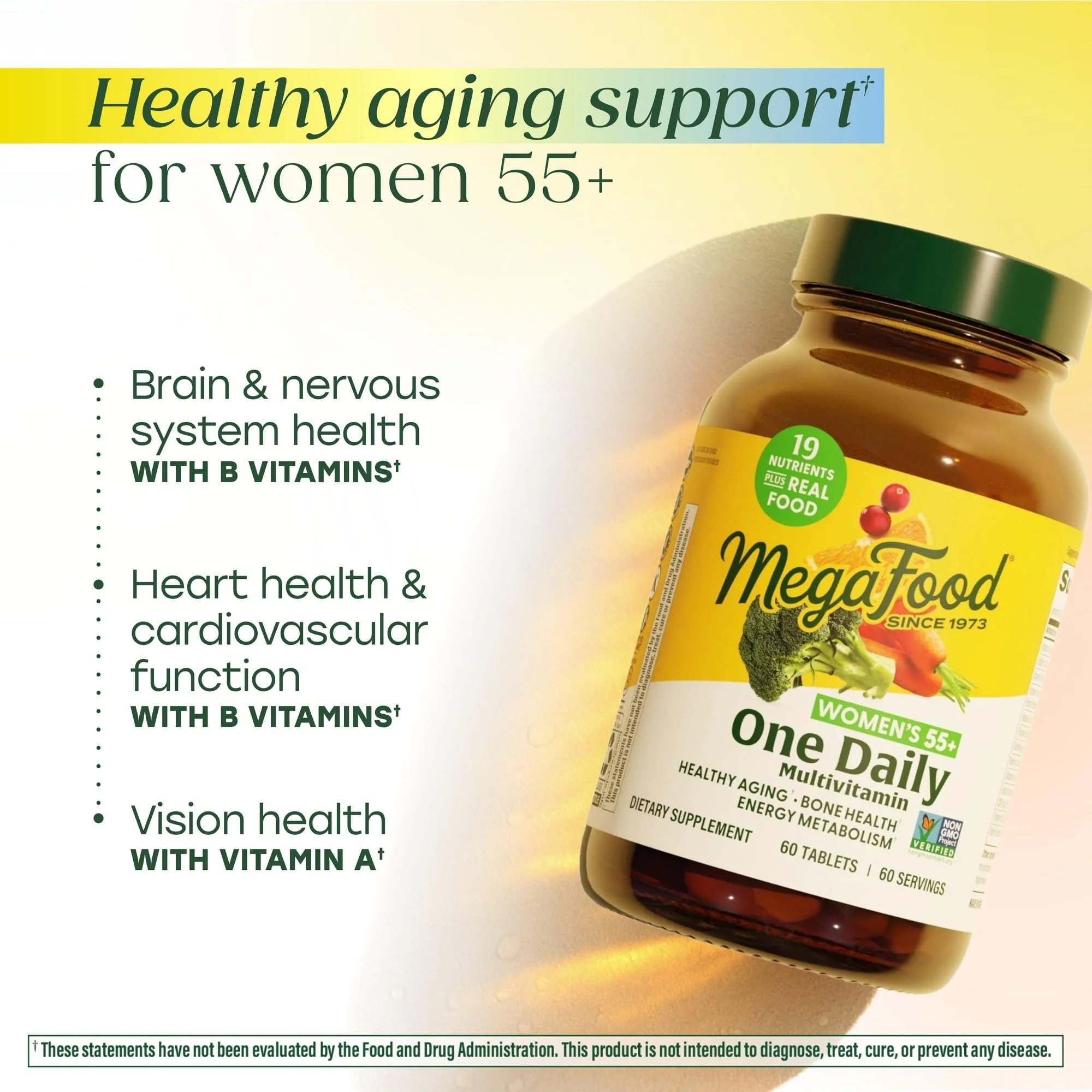 MegaFood Multivitamin for Women 55+ One Daily Womens Multivitamin with Vitamin D3, C, Zinc & Bioavailable Vitamin B12 & Folate - Healthy Aging, Brain & Bone Health, Vegetarian, 90 Tablets - Image 8