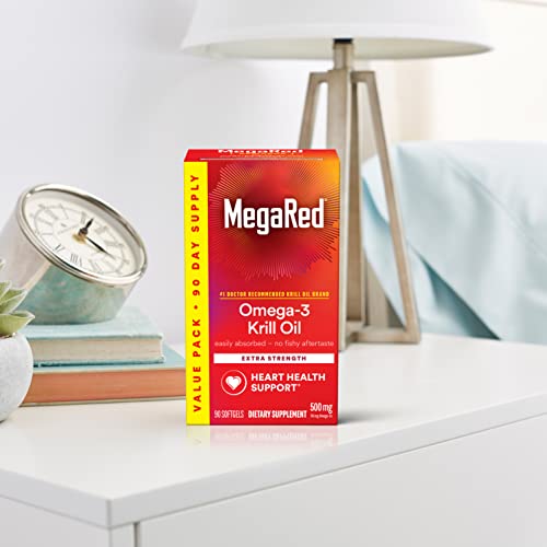 MegaRed Antarctic Krill Oil 500mg Omega 3 Fatty Acid Supplement, Extra Strength EPA & DHA Krill Oil Softgels (90cnt Box), Astaxanthin, Heart Health Supplement with No Fish Oil Aftertaste - Image 14