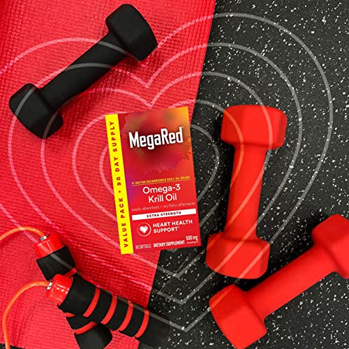 MegaRed Antarctic Krill Oil 500mg Omega 3 Fatty Acid Supplement, Extra Strength EPA & DHA Krill Oil Softgels (90cnt Box), Astaxanthin, Heart Health Supplement with No Fish Oil Aftertaste - Image 19