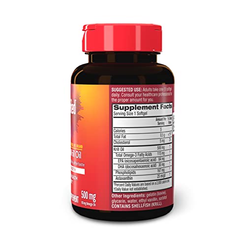 MegaRed Antarctic Krill Oil 500mg Omega 3 Fatty Acid Supplement, Extra Strength EPA & DHA Krill Oil Softgels (90cnt Box), Astaxanthin, Heart Health Supplement with No Fish Oil Aftertaste - Image 5