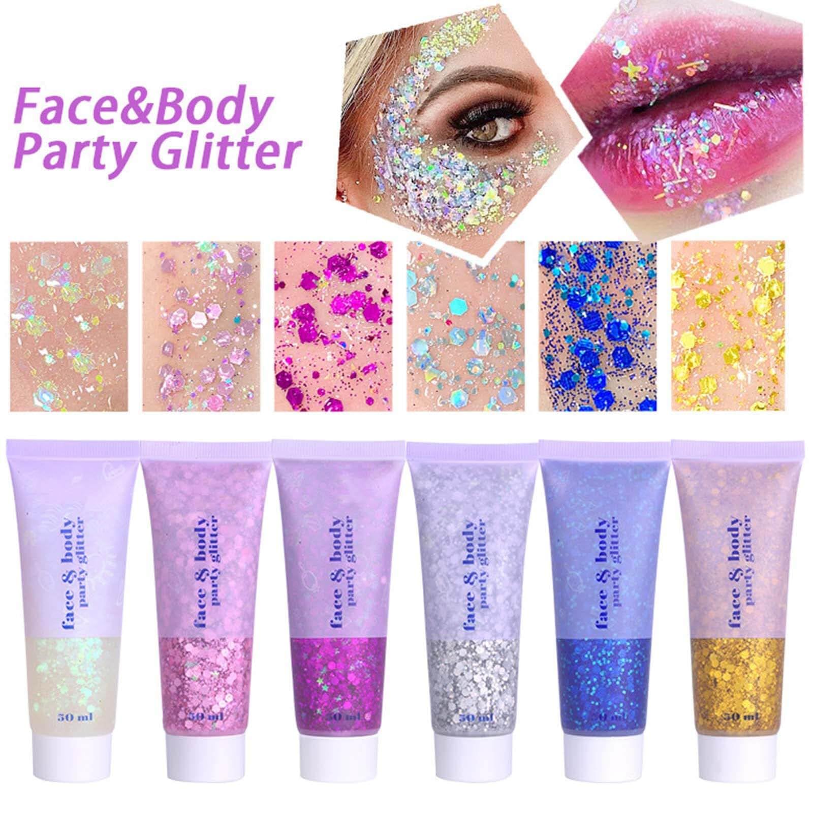 MEICOLY Clear White Body Glitter,Singer Concerts Music Festival Rave Accessories,Mermaid Face Glitter Gel,Sequins Glitter Face Paint,Chunky Hair Sparkling Halloween Glitter Gel for Women,50ml - Image 3
