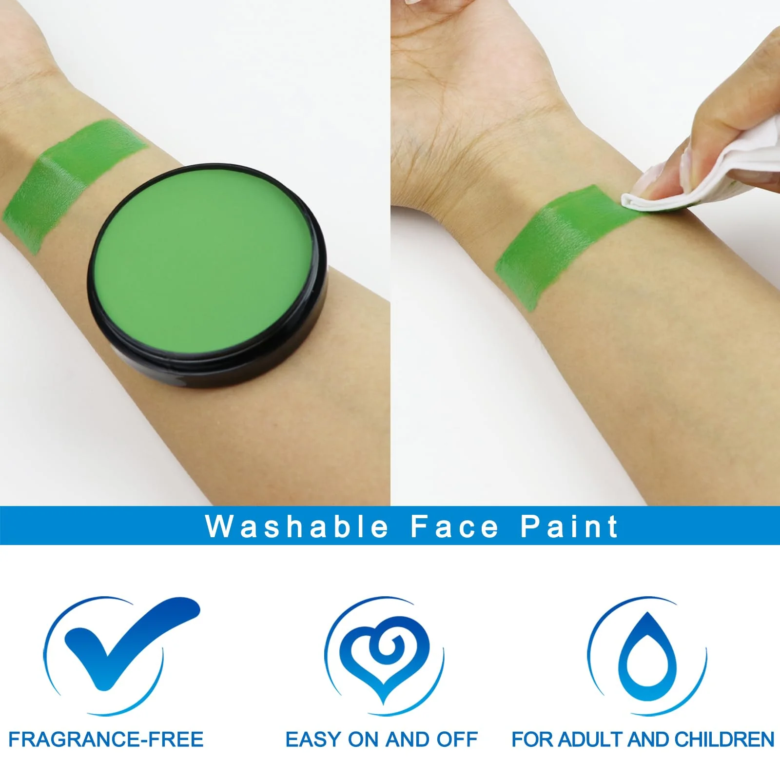 MEICOLY Light Green Face Body PaintGreen Face Paint for St Patricks Day Accessories, Halloween Witch Makeup Elphaba Costume,Hunting Hulk Camo Face Paint for Adults Kids - Image 6