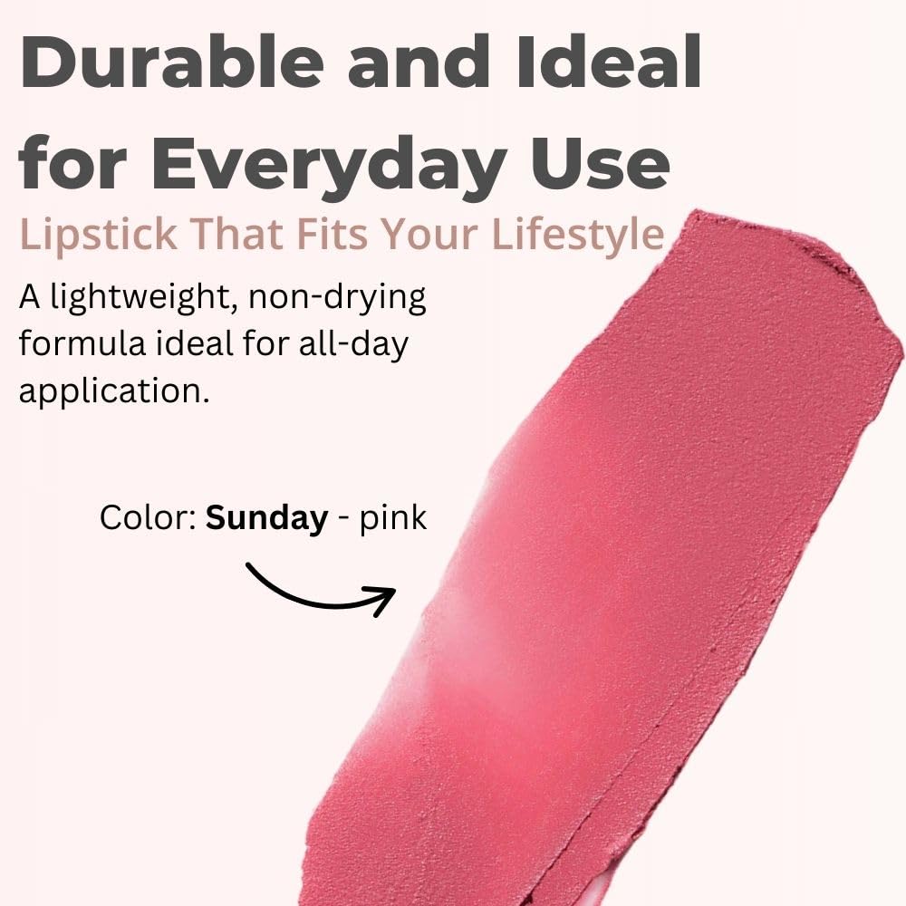 Merit Signature Lip Lightweight Matte Lipstick - 0.10 oz / 3 g (Sunday (pink), standard) - Image 6