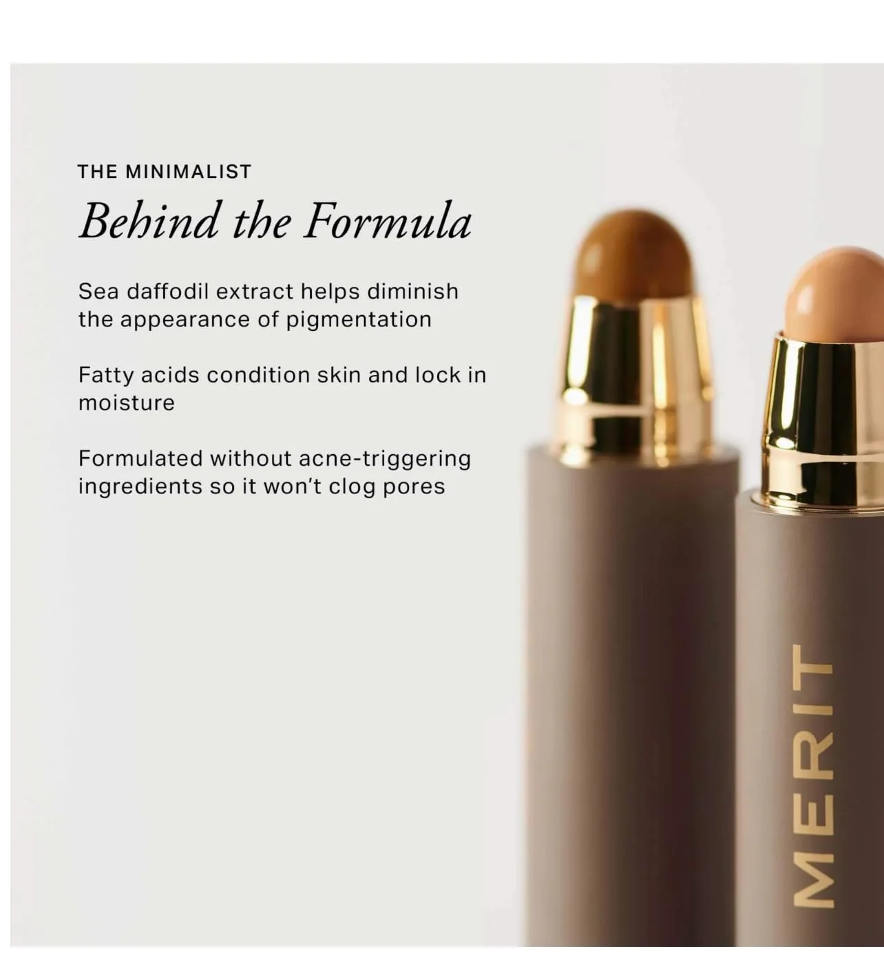 MERIT The Minimalist Perfecting Complexion Foundation and Concealer Stick Camel - Image 5