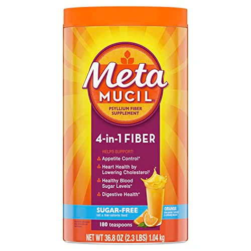 Metamucil 4-in-1 Psyllium Husk GLP-1 Friendly Fiber Supplement, Sugar-Free, 180 teaspoons, Orange Flavored, Daily Fiber Powder for Digestive Health, made with Plant-Based Psyllium Husk Fiber - Image 2