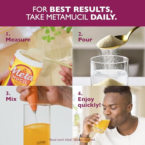 Metamucil 4-in-1 Psyllium Husk GLP-1 Friendly Fiber Supplement, Sugar-Free, 180 teaspoons, Orange Flavored, Daily Fiber Powder for Digestive Health, made with Plant-Based Psyllium Husk Fiber - Image 4