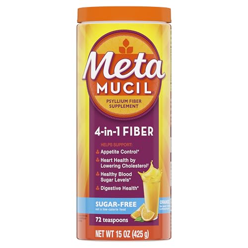 Metamucil 4-in-1 Psyllium Husk GLP-1 Friendly Fiber Supplement, Sugar-Free, 72 teaspoons, Orange Flavored, Daily Fiber Powder for Digestive Health, made with Plant-Based Psyllium Husk Fiber - Image 2