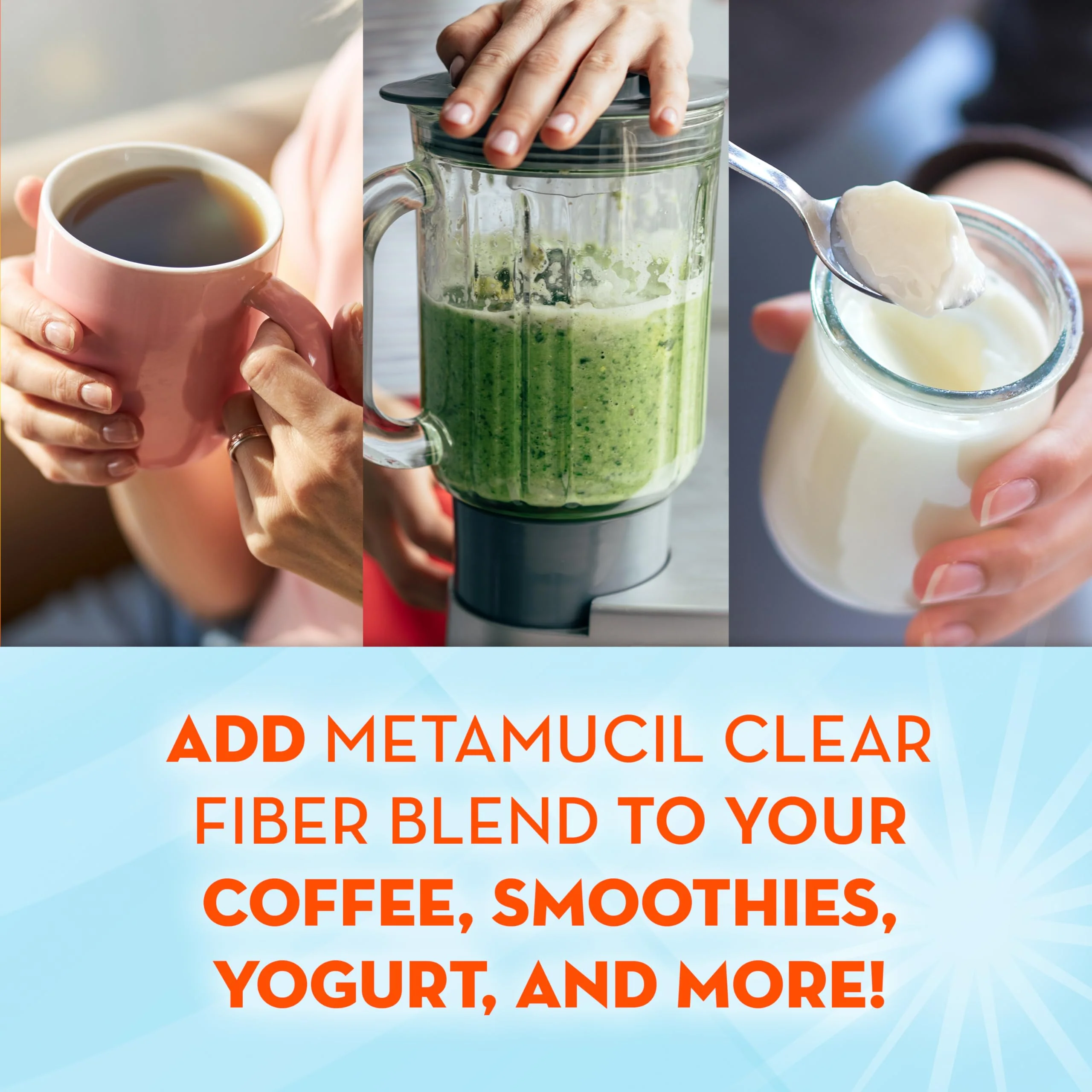Metamucil Fiber Supplement, Unflavored Clear Mixing Powder, No Grit, No Sugar Added, Plant Based Prebiotic Fiber Supplement Blend for Daily Digestive Health, 75 teaspoons - Image 5