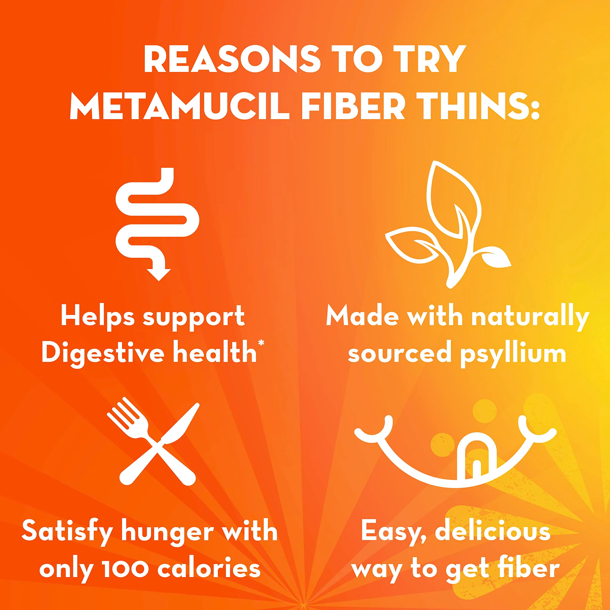 Metamucil Fiber Thins, Daily Fiber Supplement Snack, Psyllium Husk Powder, 5g Fiber per Serving, Supports Digestive Health and Satisfies Hunger, Cinnamon Spice Flavor, pack of 4, 12 Servings each - Image 8