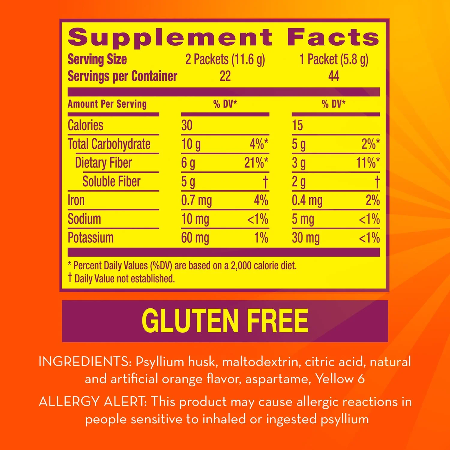 Metamucil On-the-Go Packets, Sugar-Free, 44 Packets, 4-in-1 Psyllium Husk Fiber Supplement, Orange Flavored, Individual Servings Great for Travel, Fiber Supplement for Digestive Health and Regularity - Image 3