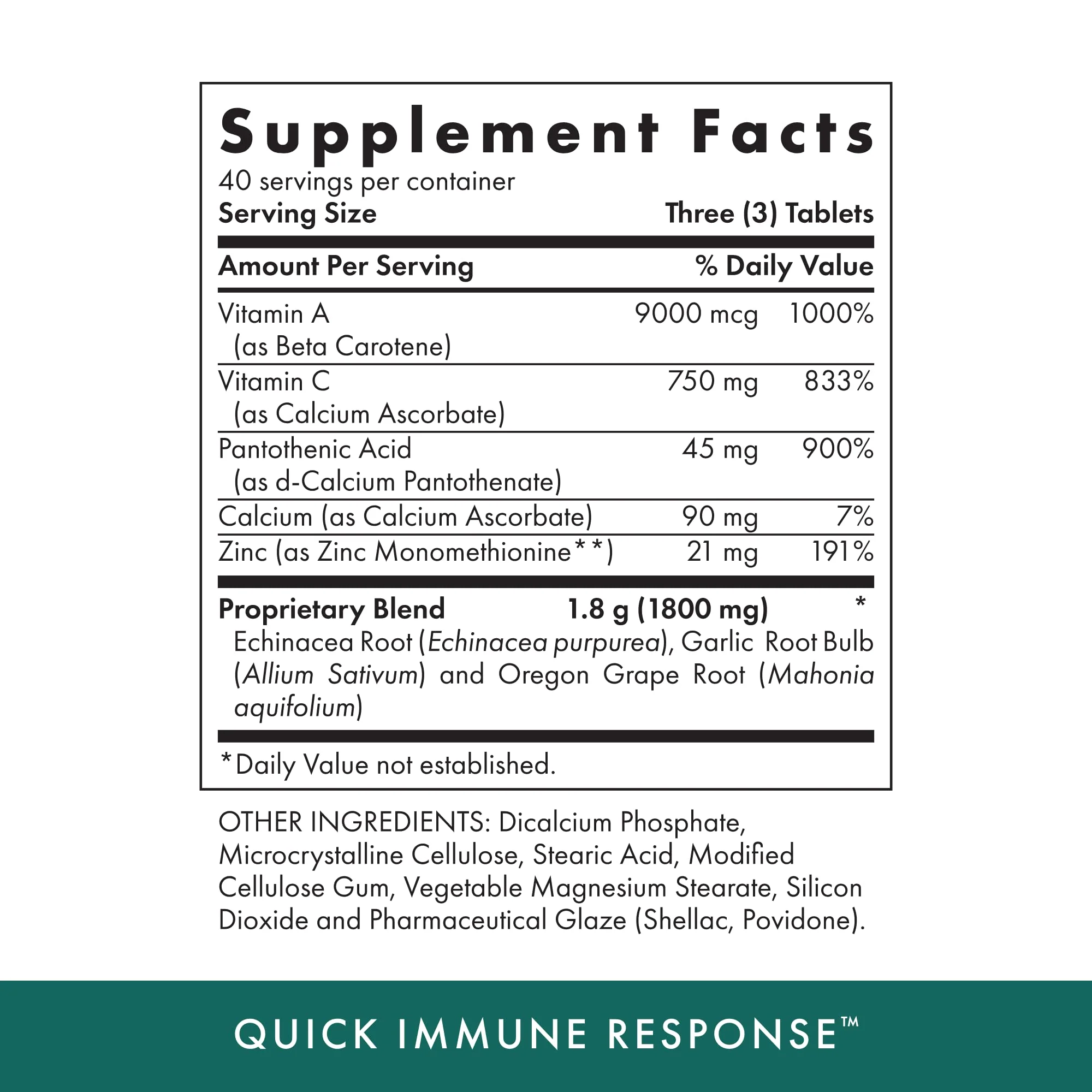 Michael's Health Naturopathic Programs Quick Immune Response - 120 Vegetarian Tablets - Immune System Support - With Vitamin A, Vitamin C & Zinc - 40 Servings - Image 2