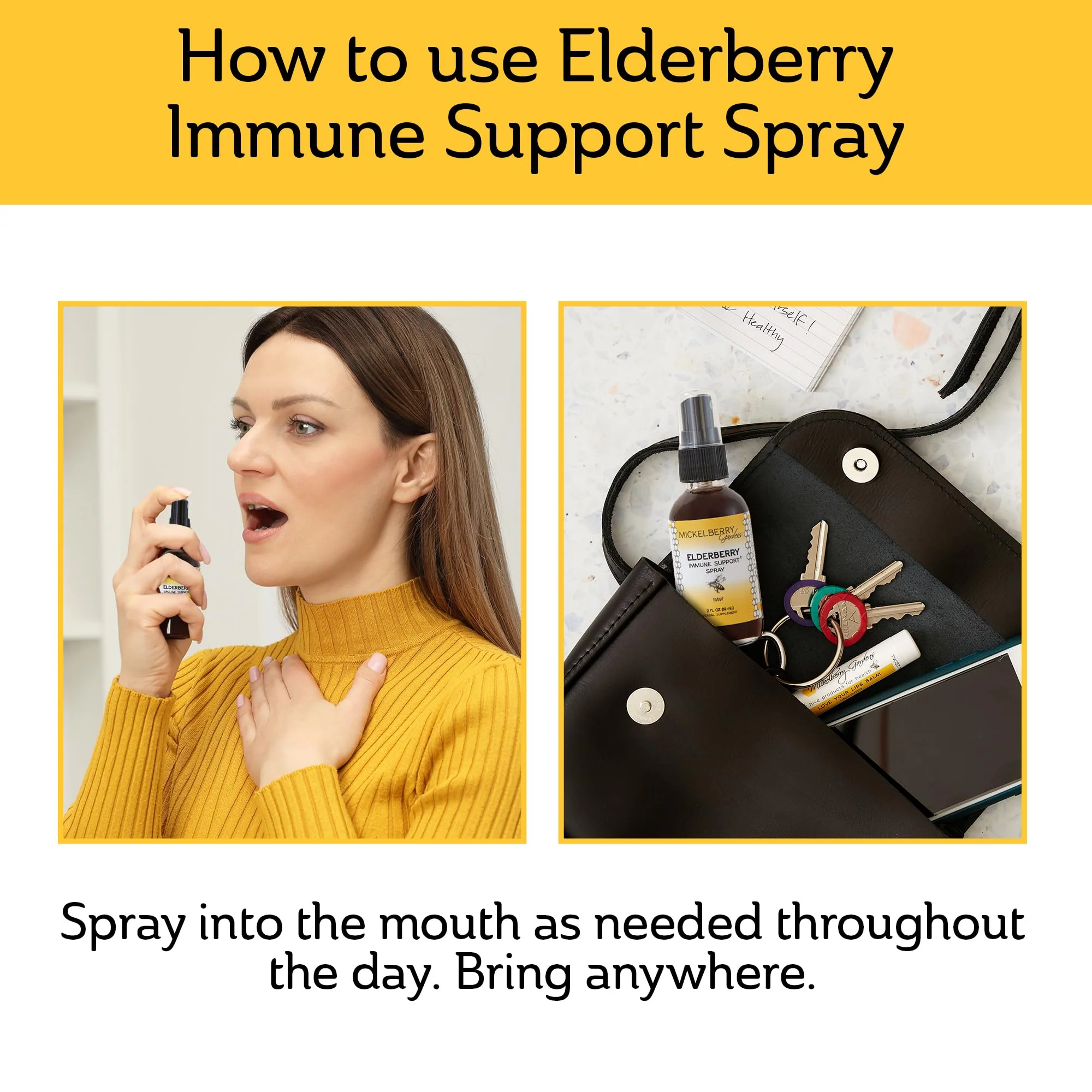 Mickelberry Gardens Elderberry Honey Propolis Throat Spray - Natural Immune Support and Throat Coat for Kids and Adults (2 Ounces) - Image 2