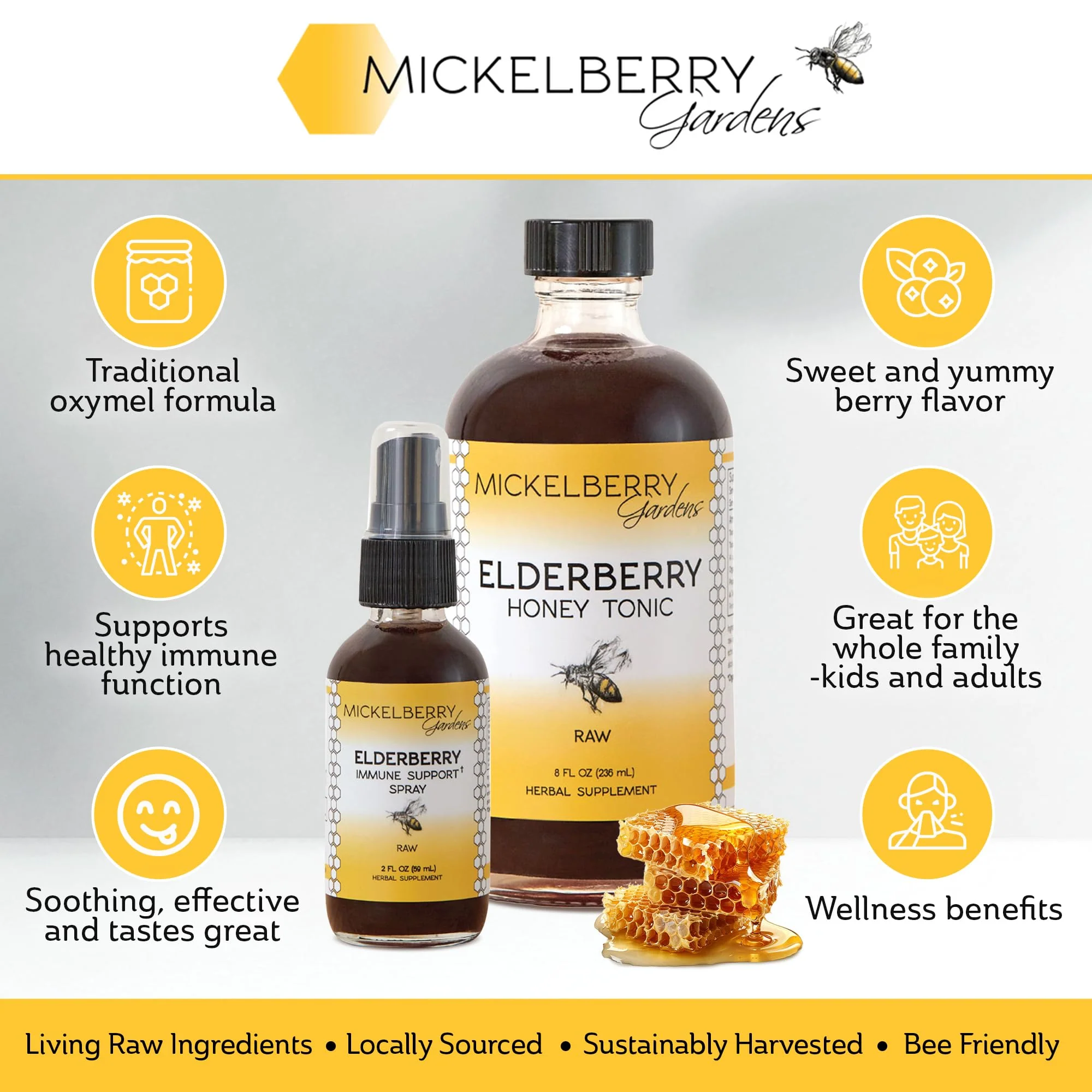 Mickelberry Gardens Elderberry Honey Tonic, Sambucus Syrup, Black Elderberry - Immune Support for Adults and Kids (4 Ounces) - Image 7