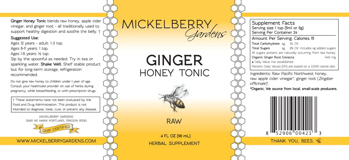 Mickelberry Gardens Immune Support Ginger Honey Tonic – Organic Ginger Shots & Syrup for Immunity Boost, Digestive Health, and Wellness – 4 Oz - Image 2