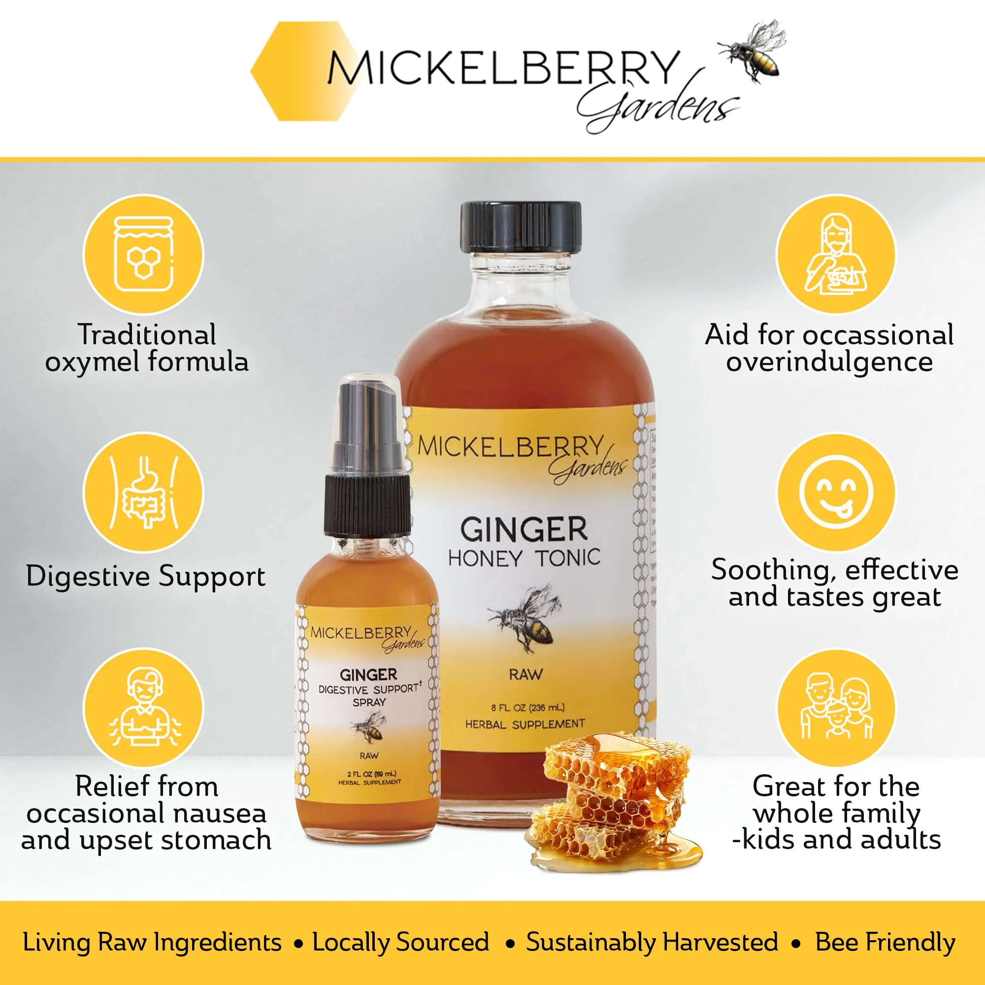 Mickelberry Gardens Immune Support Ginger Honey Tonic – Organic Ginger Shots & Syrup for Immunity Boost, Digestive Health, and Wellness – 4 Oz - Image 7