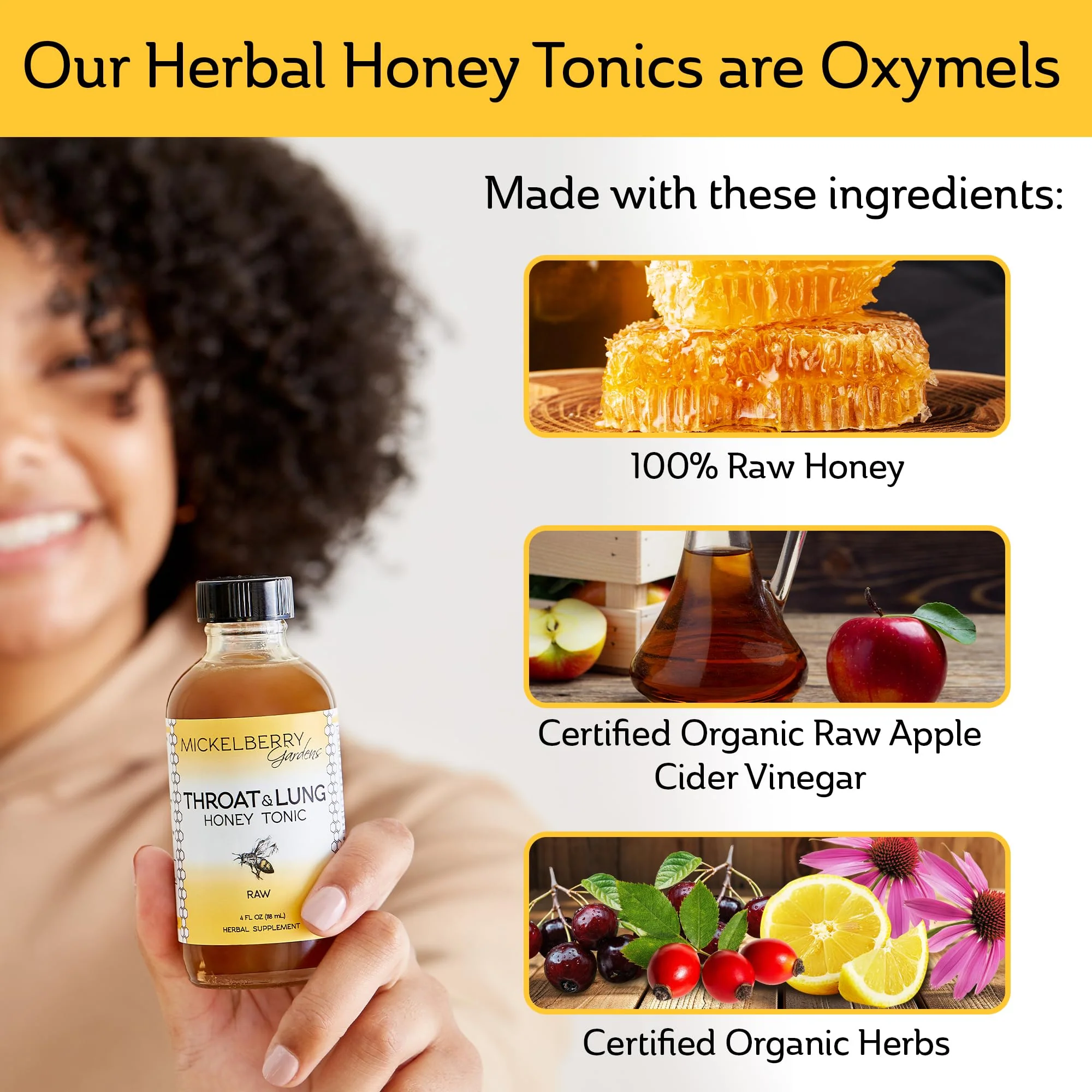 Mickelberry Gardens Throat & Lung Honey Tonic: Wellness Syrup, Natural Sore Throat Relief, Immune Support & Cough Suppressant for Adults & Kids (8 oz) - Image 4