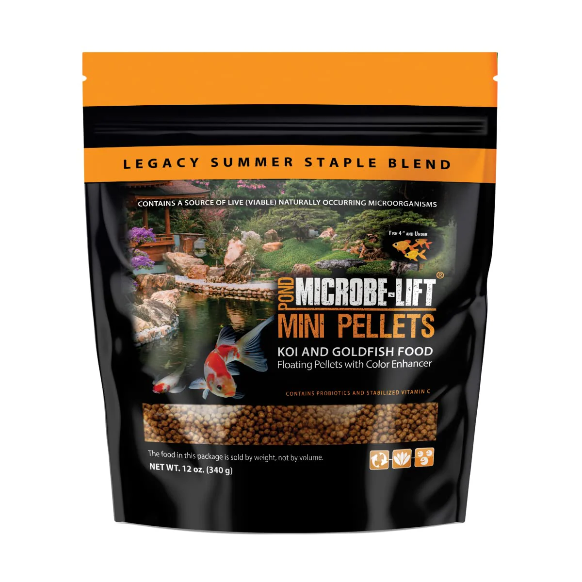 MICROBE-LIFT MLLMPSM Mini Floating Fish Food Pellets for Ponds, Water Gardens, and Fountains, for Small Live Goldfish and Koi, 12 Ounces