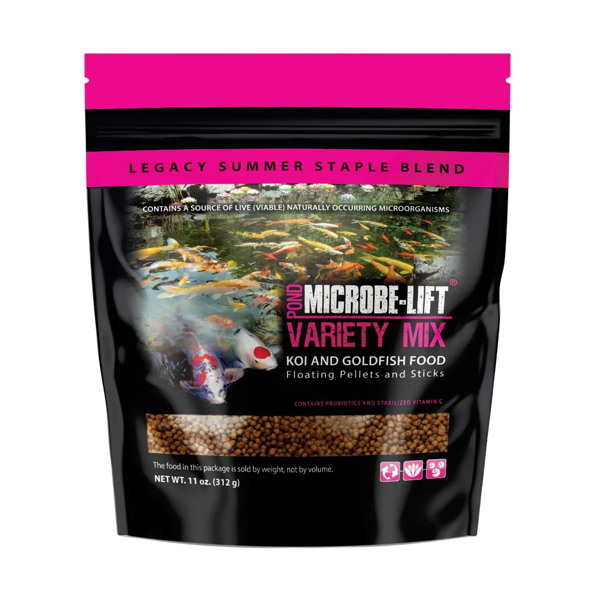 MICROBE-LIFT MLLVMSM Variety Mix Floating Fish Food Pellets and Sticks for Ponds, Water Gardens, and Fountains, for Live Goldfish and Koi, 11 Ounces