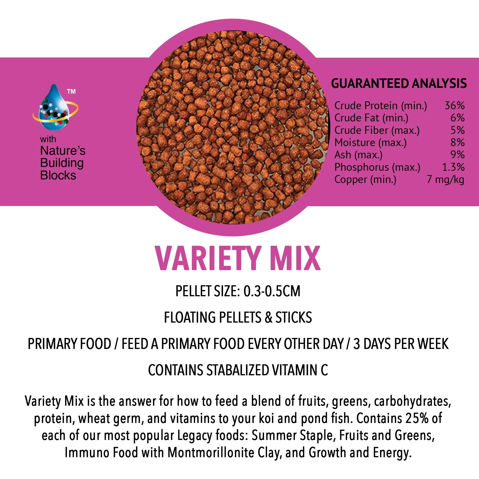 MICROBE-LIFT MLLVMSM Variety Mix Floating Fish Food Pellets and Sticks for Ponds, Water Gardens, and Fountains, for Live Goldfish and Koi, 11 Ounces - Image 3
