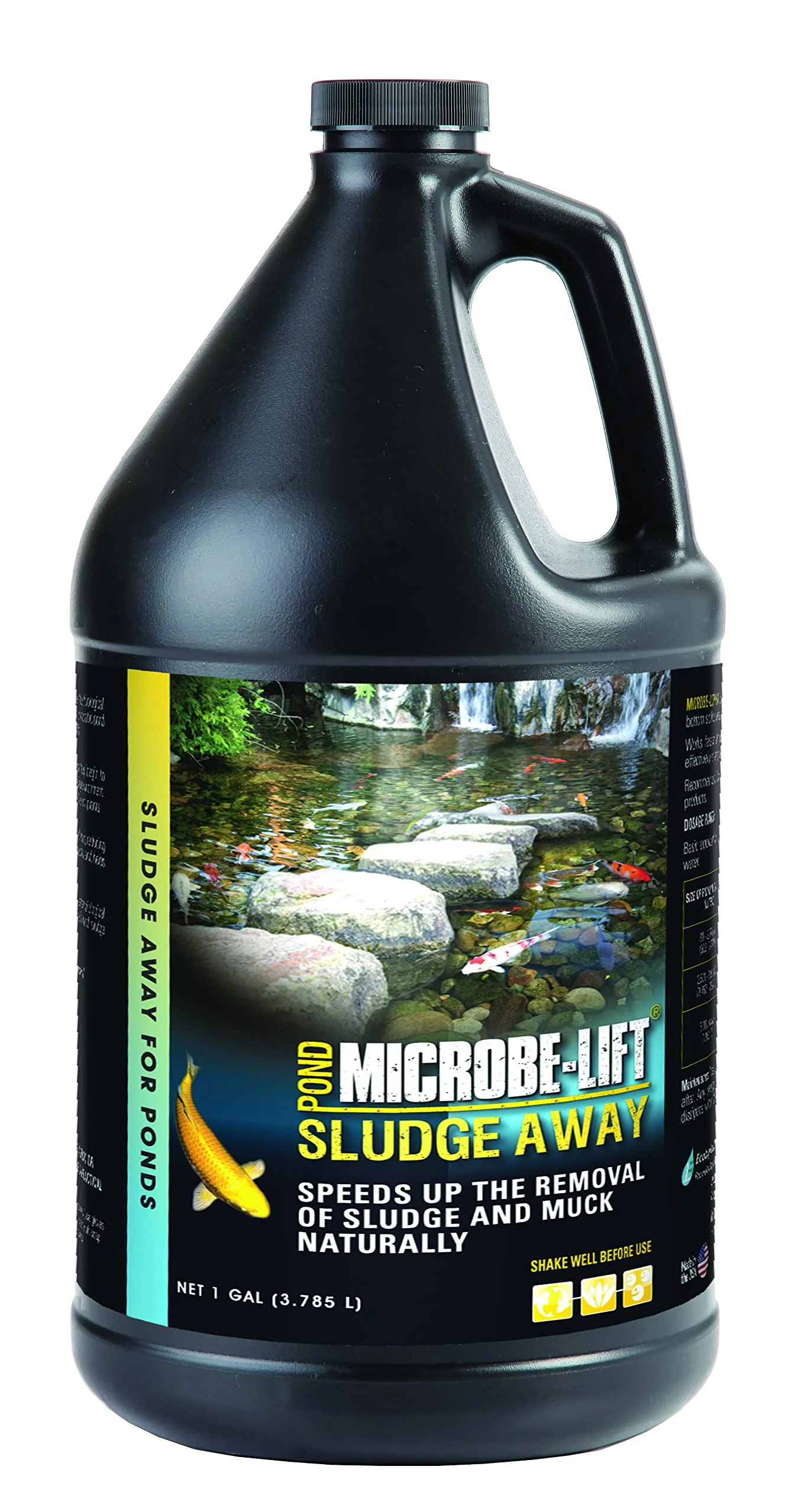 MICROBE-LIFT MLXSAG4 Sludge-Away Pond and Outdoor Water Garden Sludge Remover, OK for Live Koi Fish, Plant Life, and Decor, 1 Gallon