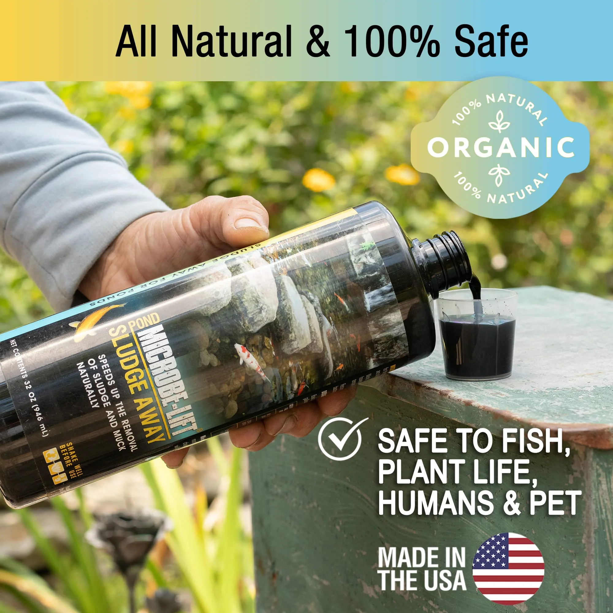 MICROBE-LIFT MLXSAG4 Sludge-Away Pond and Outdoor Water Garden Sludge Remover, OK for Live Koi Fish, Plant Life, and Decor, 1 Gallon - Image 2