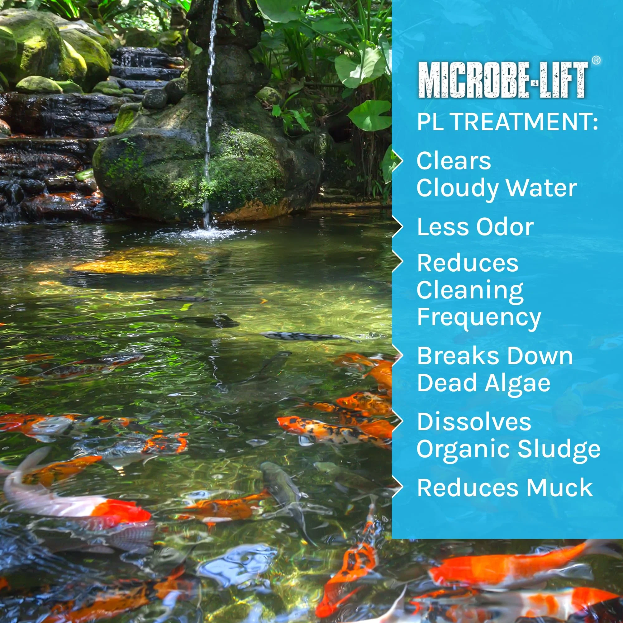MICROBE-LIFT PL Pond and Outdoor Water Garden Cleaner, Safe for Live Koi Fish, Plant Life, and Decor, 1 Gallon - Image 2