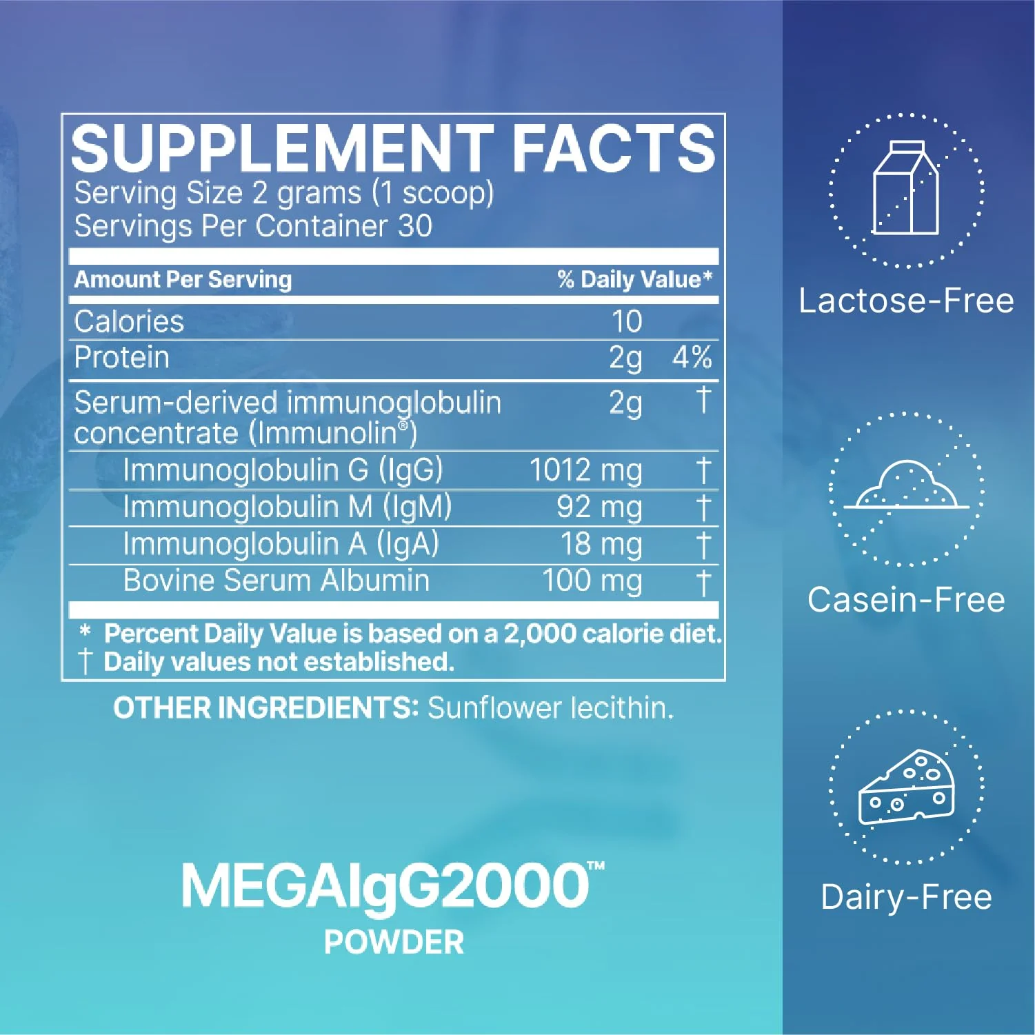 Microbiome Labs Mega IgG2000 Gut Health Powder for Women, Men & Kids 2+ - IgG Immunoglobulin Supplement for Digestive Health Support - Dairy-Free Bovine Colostrum Supplement Alternative (2.1 Ounces) - Image 4