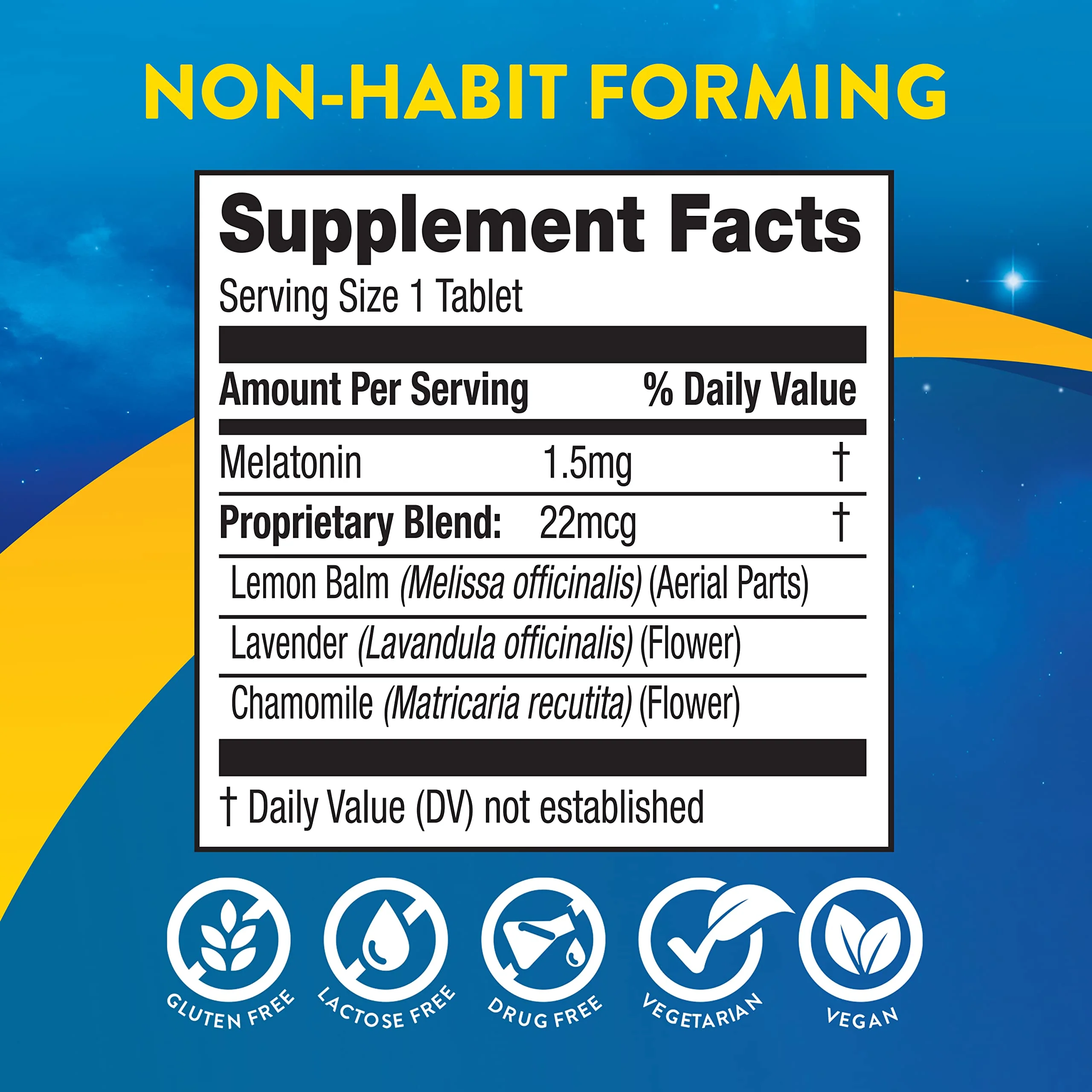 MidNite Back to Sleep Low Dose, 1.5 mg Melatonin Sleep Aid, Non-Habit Forming, Herbal Dietary Supplement for Adults, Drug-Free, Gluten-Free, Lactose-Free, Vegetarian, Vegan, 30 Quick Melt Tablets - Image 3