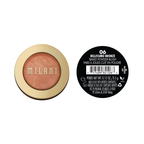 Milani Baked Blush, Powder Blush for Cheeks, Cruelty Free Makeup - Shape, Contour & Highlight Face for a Shimmery or Matte Finish -Bellissimo Bronze - Image 10