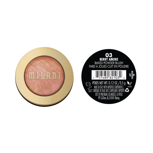 Milani Baked Blush, Powder Blush for Cheeks, Cruelty Free Makeup - Shape, Contour & Highlight Face for a Shimmery or Matte Finish - Berry Amore - Image 10