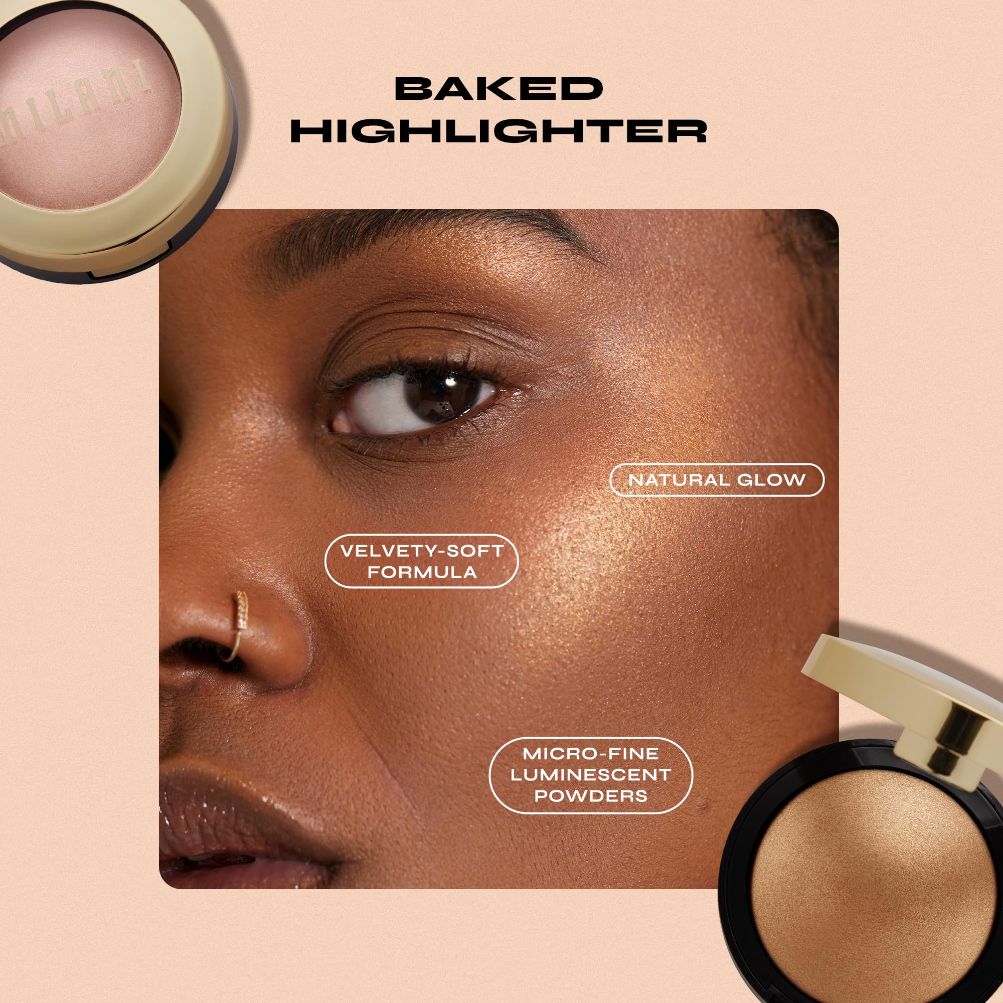 Milani Highlighter Makeup - Baked Contour Powder & Face Highligher, Made in Italy - Champagne D'Oro - Image 6