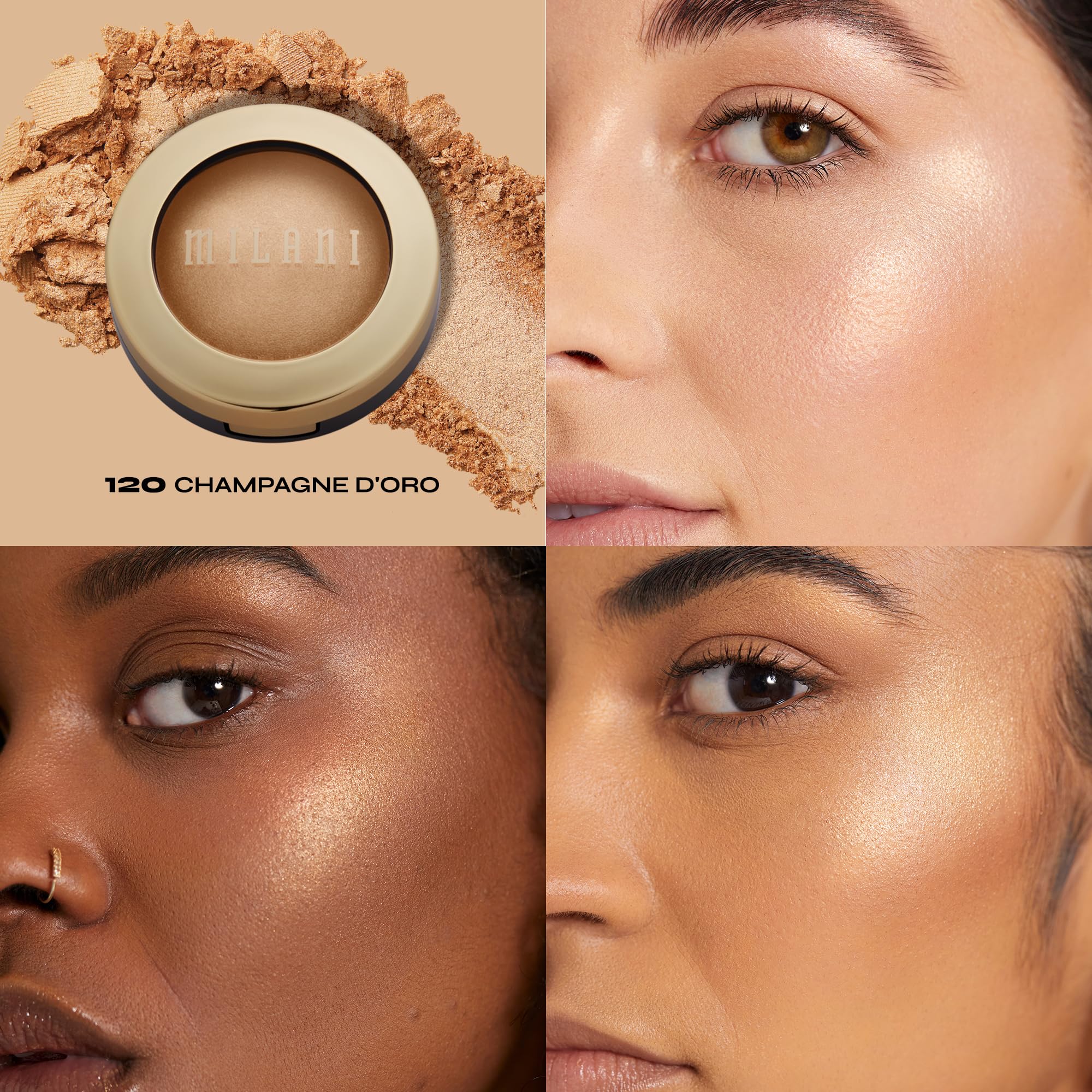 Milani Highlighter Makeup - Baked Contour Powder & Face Highligher, Made in Italy - Champagne D'Oro - Image 7