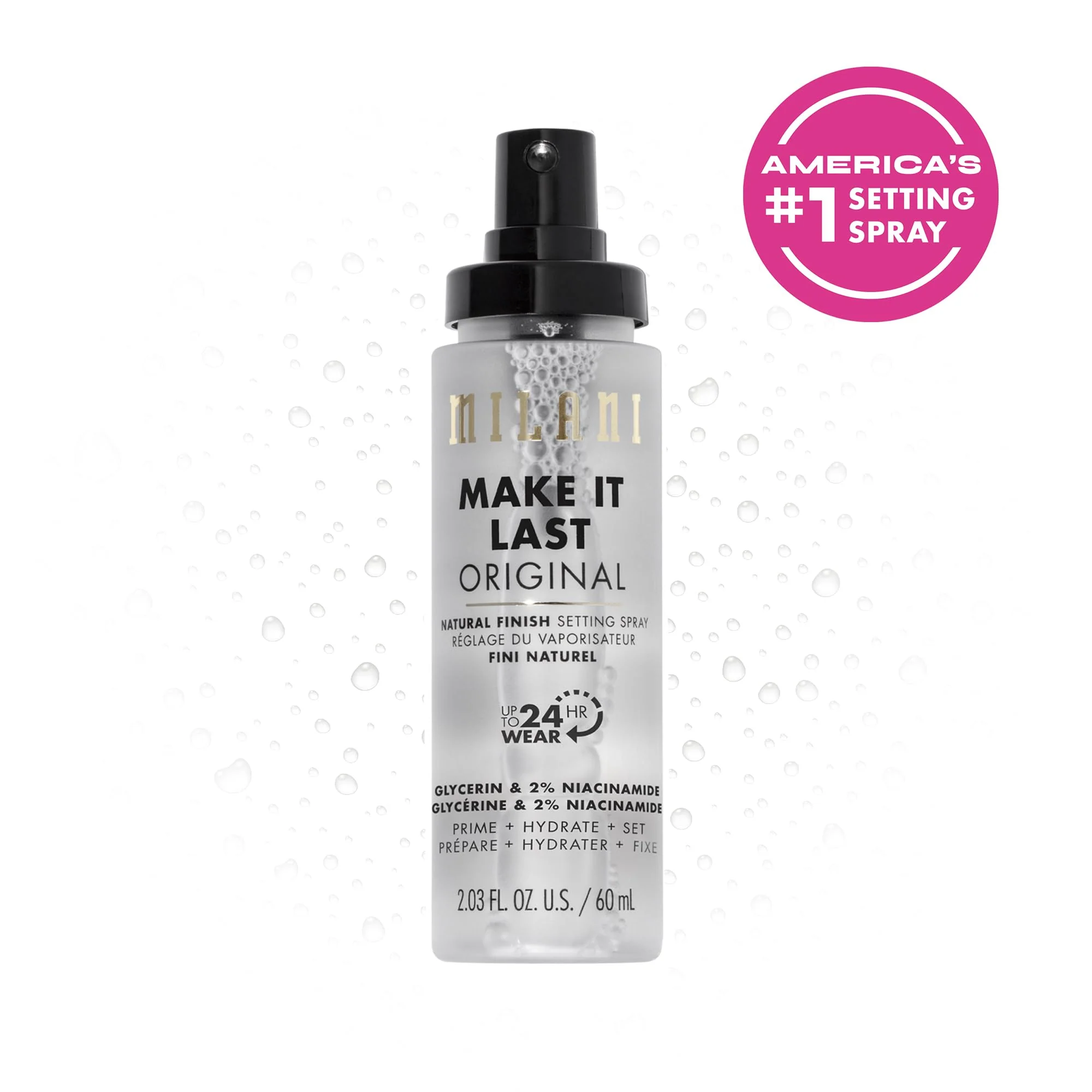 Milani Make It Last Setting Spray + Primer - Original Natural Finish, 24-Hour Wear Long Lasting Makeup Sealer & Finishing Spray, Cruelty-Free Vegan Face Mist, 2.03 Fl. Oz - Image 7