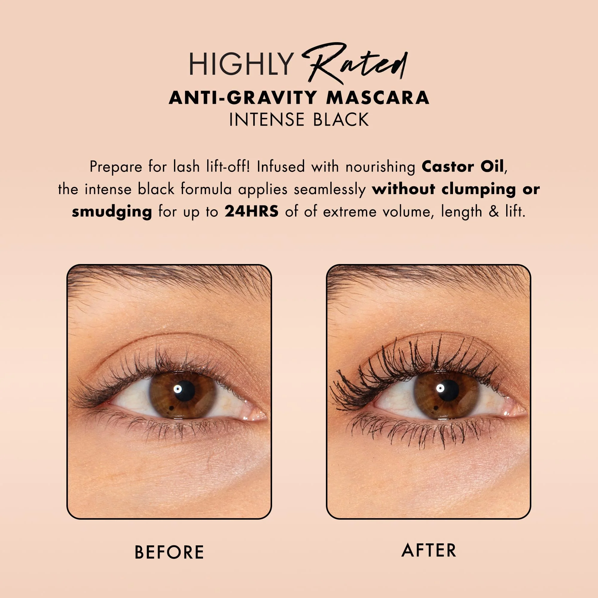 Milani Mascara Volume and Length, Highly Rated Anti-Gravity Black Shade with Castor Oil and Molded Hourglass Shaped Lash Coating Mascara Wand - 2 Pack - Image 5