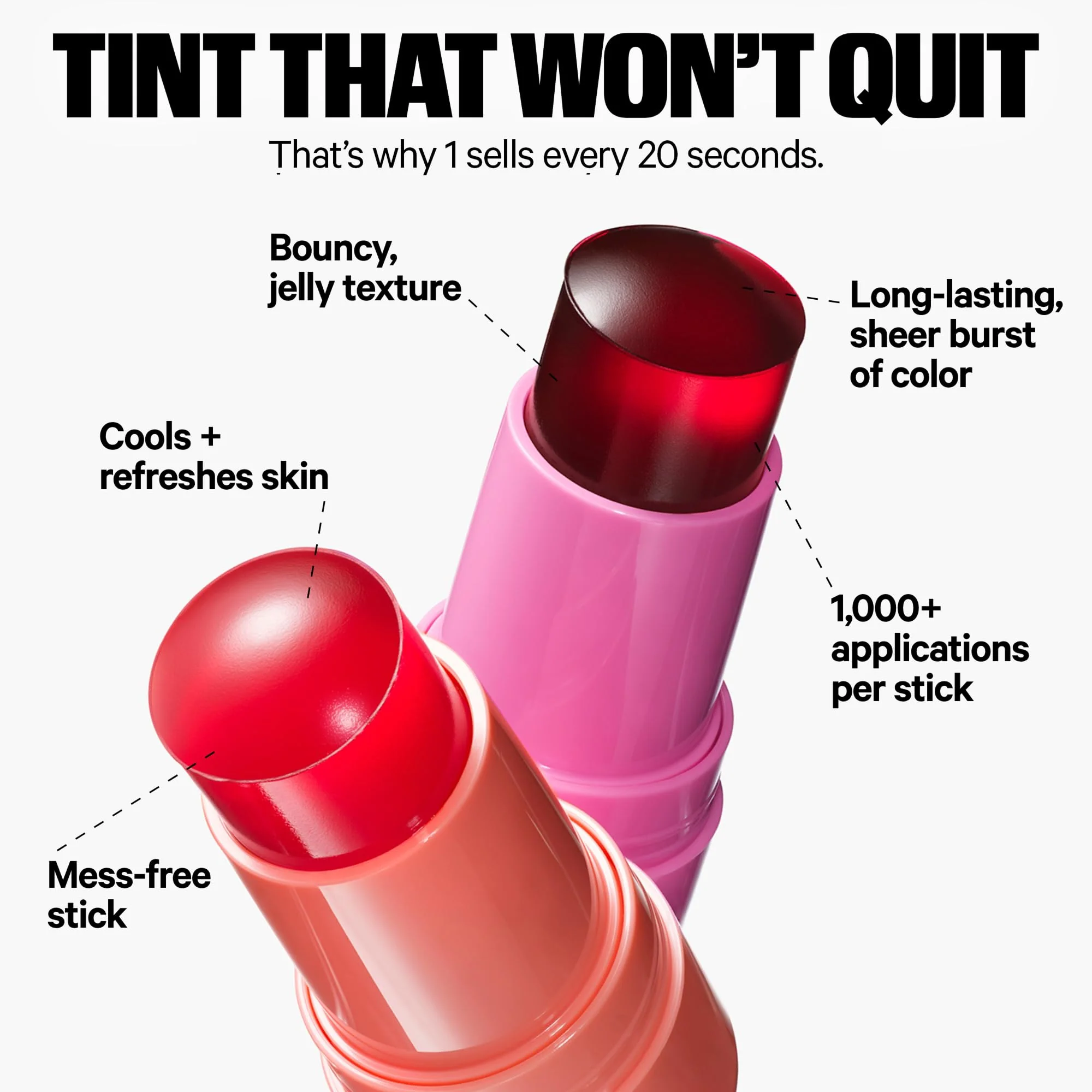 Milk Makeup Cooling Water Jelly Tint – Long-Lasting Sheer Lip + Cheek Stain with Firming Vegan Collagen + Hydrating Aloe – Transfer Proof, Buildable Lip Tint + Blush – Splash (Berry), 0.17 oz - Image 8