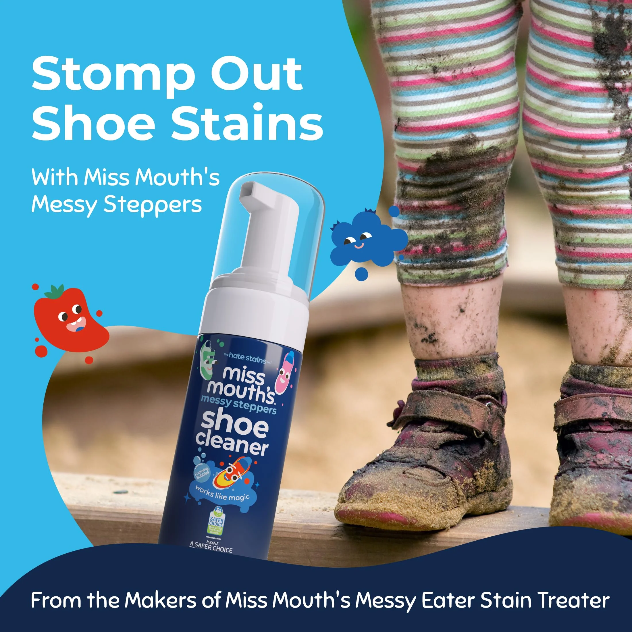 Miss Mouth's Messy Eater Stain Treater and Messy Steppers Shoe Cleaner Magic Duo - Stain Remover for Clothes, Carpet, Upholstery and Shoe Cleaner for Sneakers, Leather, Cloth, Mesh - Image 9