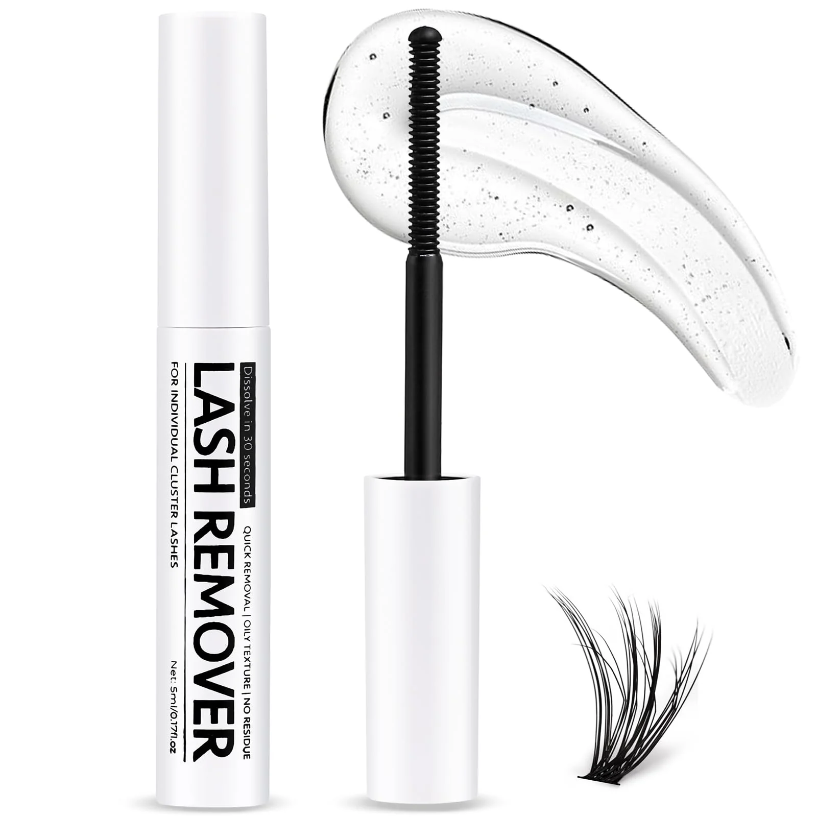 Miuffue Eyelash Glue Remover 5ML Cluster Lash Remover for Individual False Lashes, Bond and Wispys, Gentle Non-irritating Mascara Wand