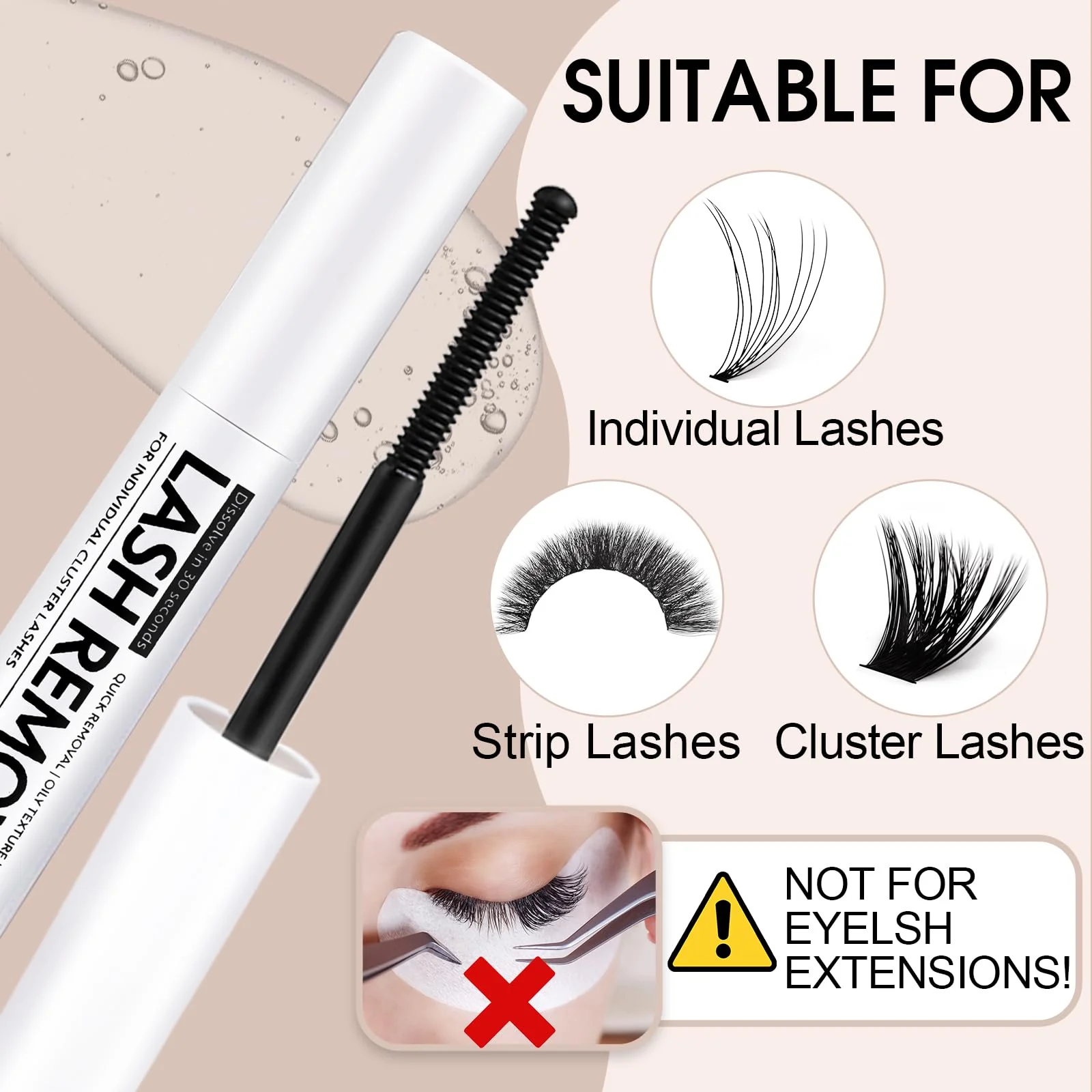 Miuffue Eyelash Glue Remover 5ML Cluster Lash Remover for Individual False Lashes, Bond and Wispys, Gentle Non-irritating Mascara Wand - Image 7