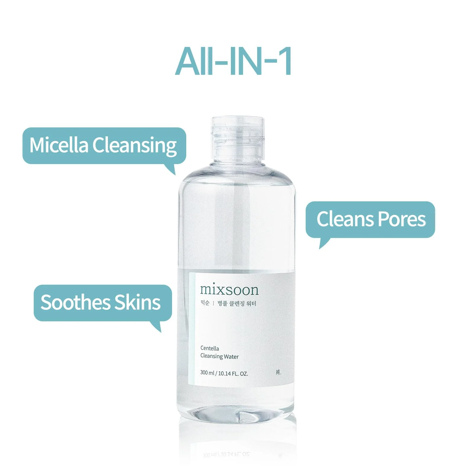 mixsoon Centella Cleansing Water - Gentle and Soothing for Face, Hydrating Daily Cica Cleanser for Sensitive Skin 300ml / 10.14 fl.oz. Korean Glass Skin Care - Image 3