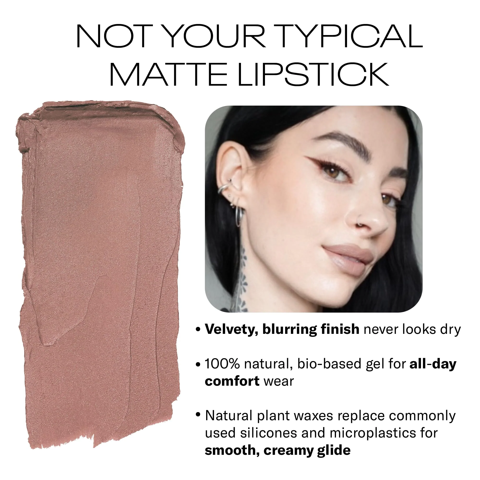 MOB Beauty Soft Matte Lipstick M102 – Mauve Greige | Weightless, One-Swipe Color Infused with Skincare | Vegan, Silicone-Free, Cruelty-Free Formula in a Biodegradable Capsule - Image 6