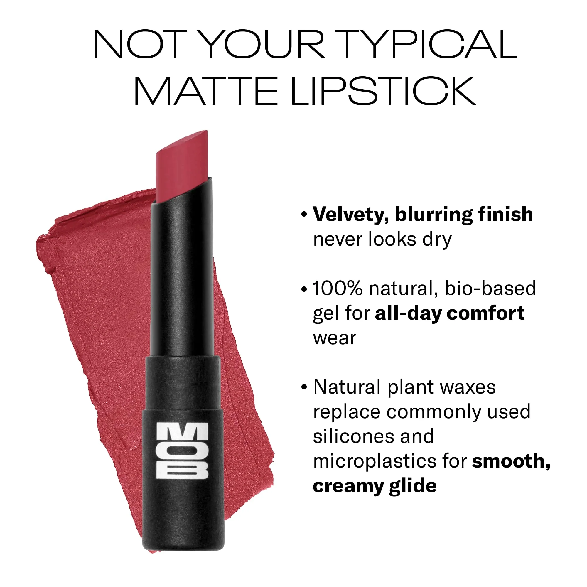 MOB Beauty Soft Matte Lipstick M144 – Muted Rose | Weightless, One-Swipe Color Infused with Skincare | Vegan, Silicone-Free, Cruelty-Free Formula in a Biodegradable Capsule - Image 6