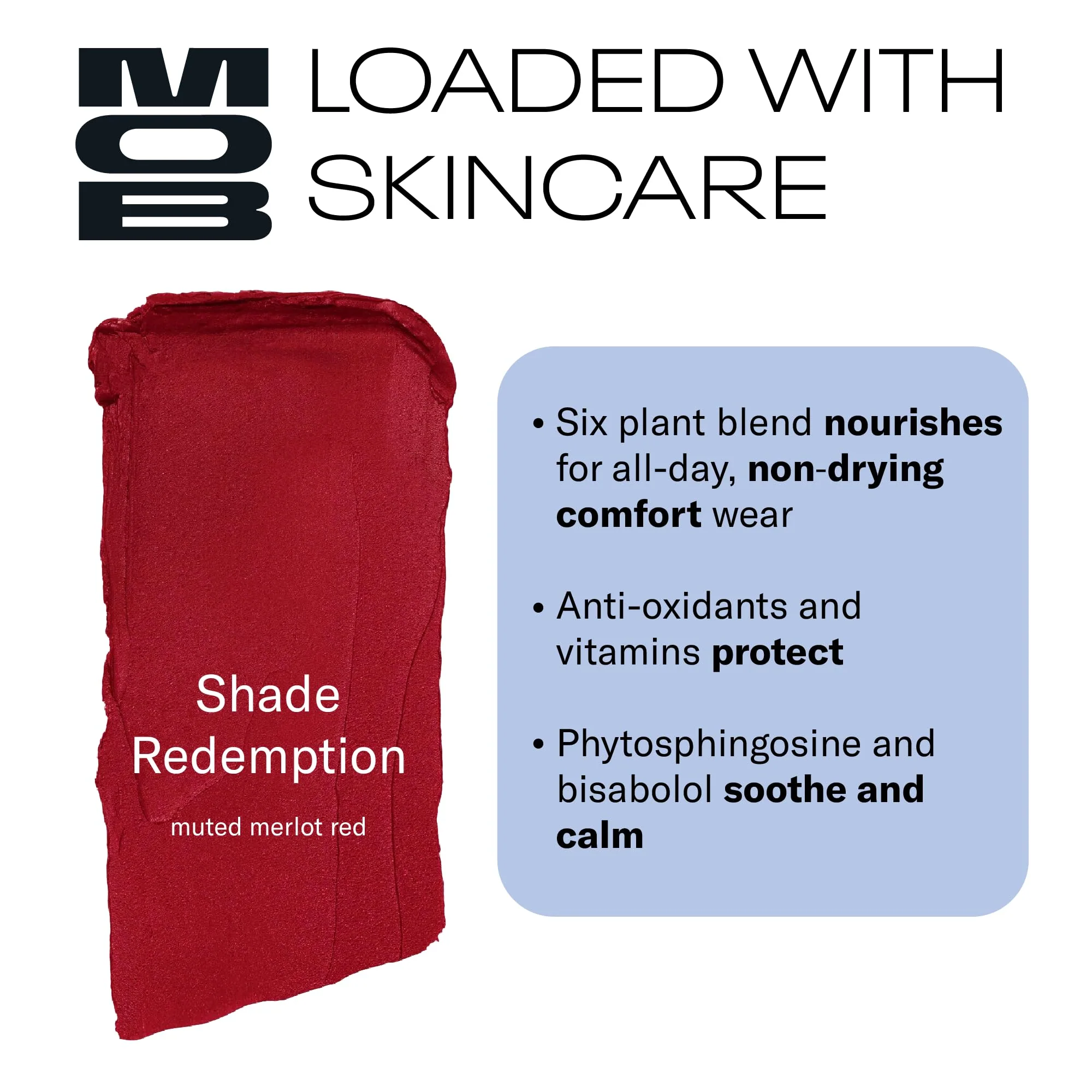 MOB Beauty Soft Matte Lipstick Redemption – Muted Merlot Red | Weightless, One-Swipe Color Infused with Skincare | Vegan, Silicone-Free, Cruelty-Free Formula in a Biodegradable Capsule - Image 6