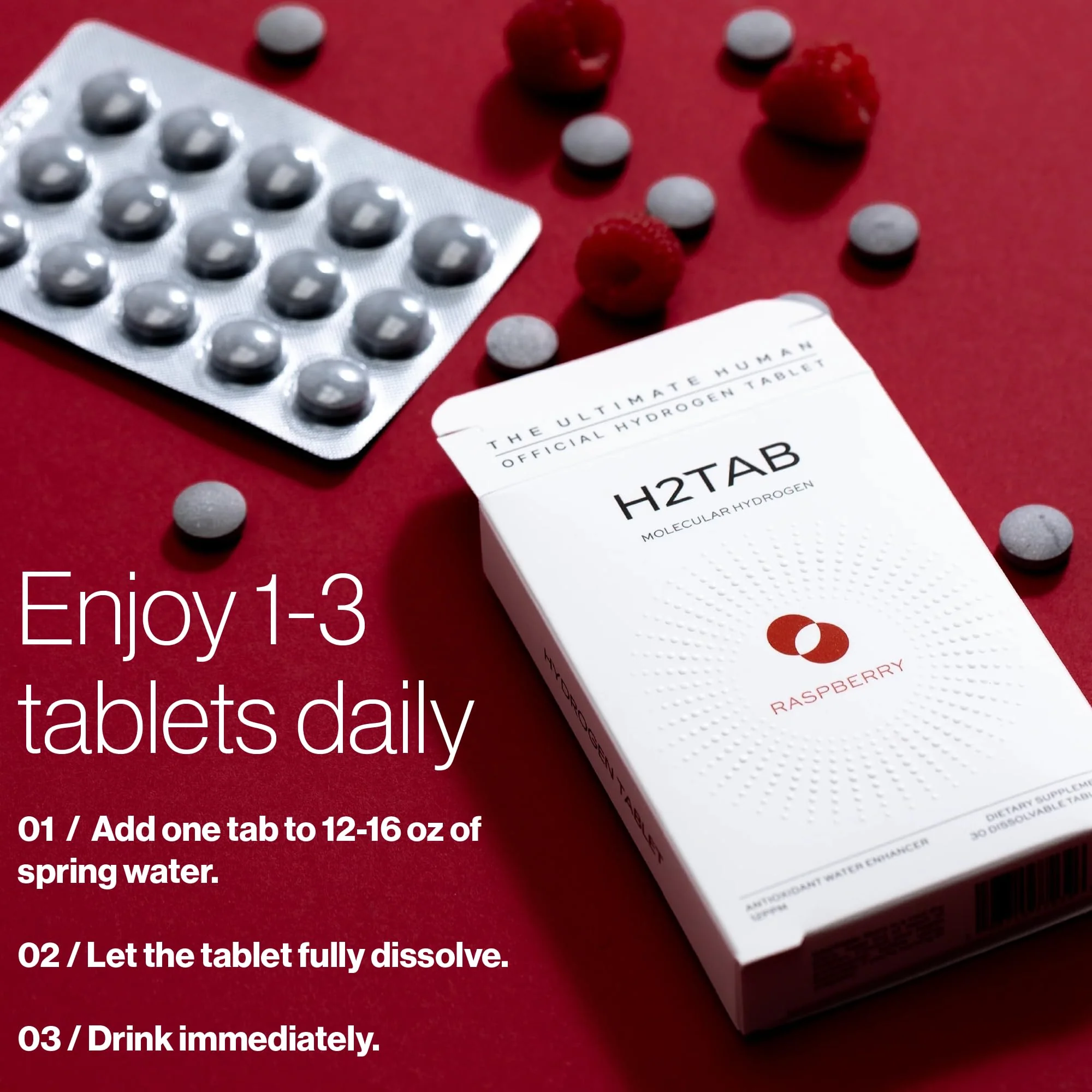 Molecular H2TAB Hydrogen Water Tablets with Magnesium -12 PPM Hydrogen Tablets for Drinking Water -Rich in Antioxidants, Supports Cellular Health, Recovery & Cognitive Function (30 Counts, Raspberry) - Image 5