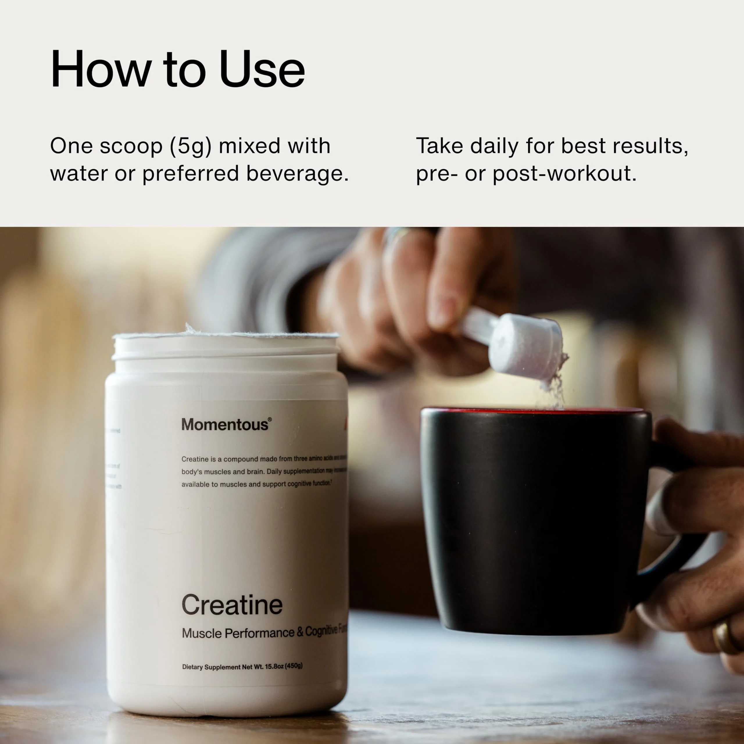 Momentous Creatine Monohydrate Powder - Creatine Powder - Supports Strength, Lean Muscle, & Recovery for Men & Women - NSF Certified for Sport - 5 g per Serving - 90 Servings - Image 4